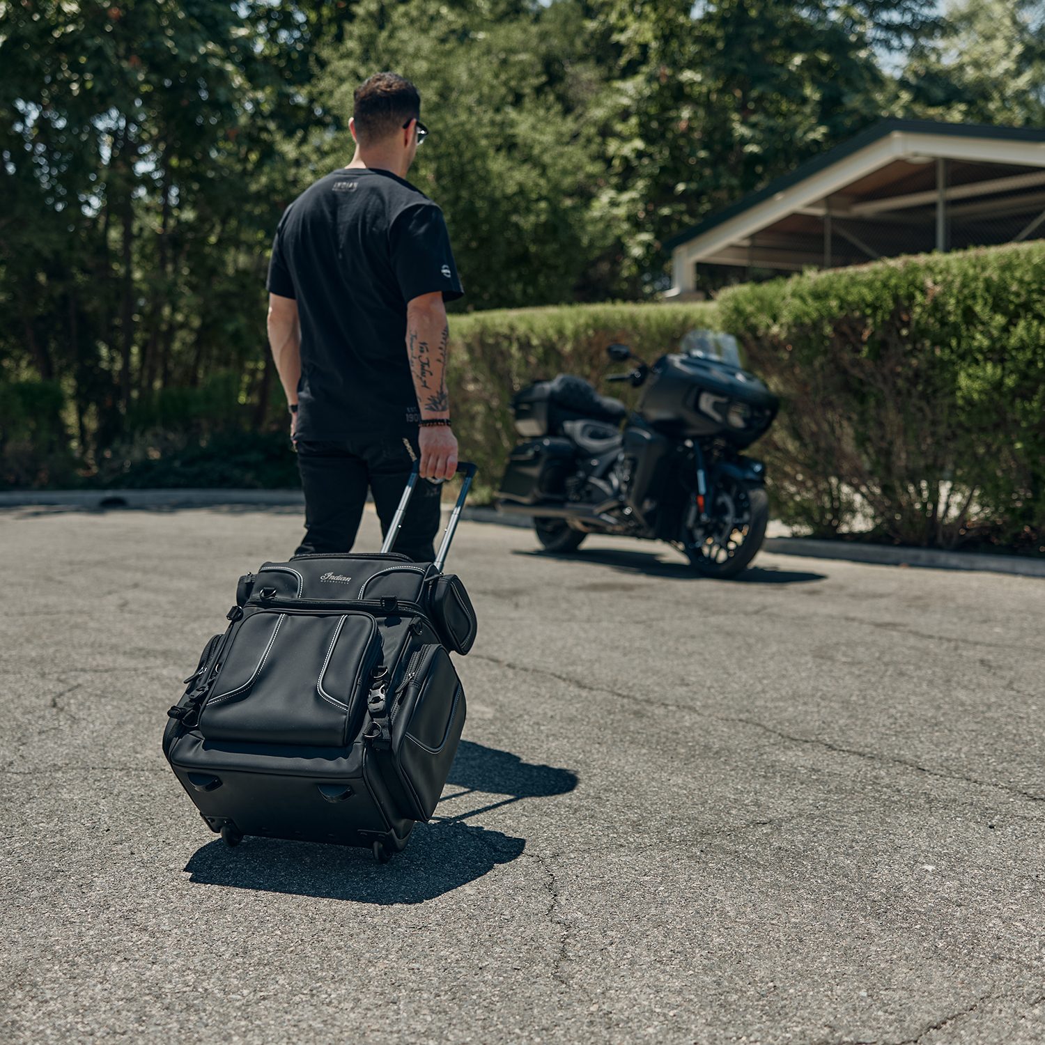 Spirit Lake Wheeled Touring Bag, Black & Gray | Indian Motorcycle