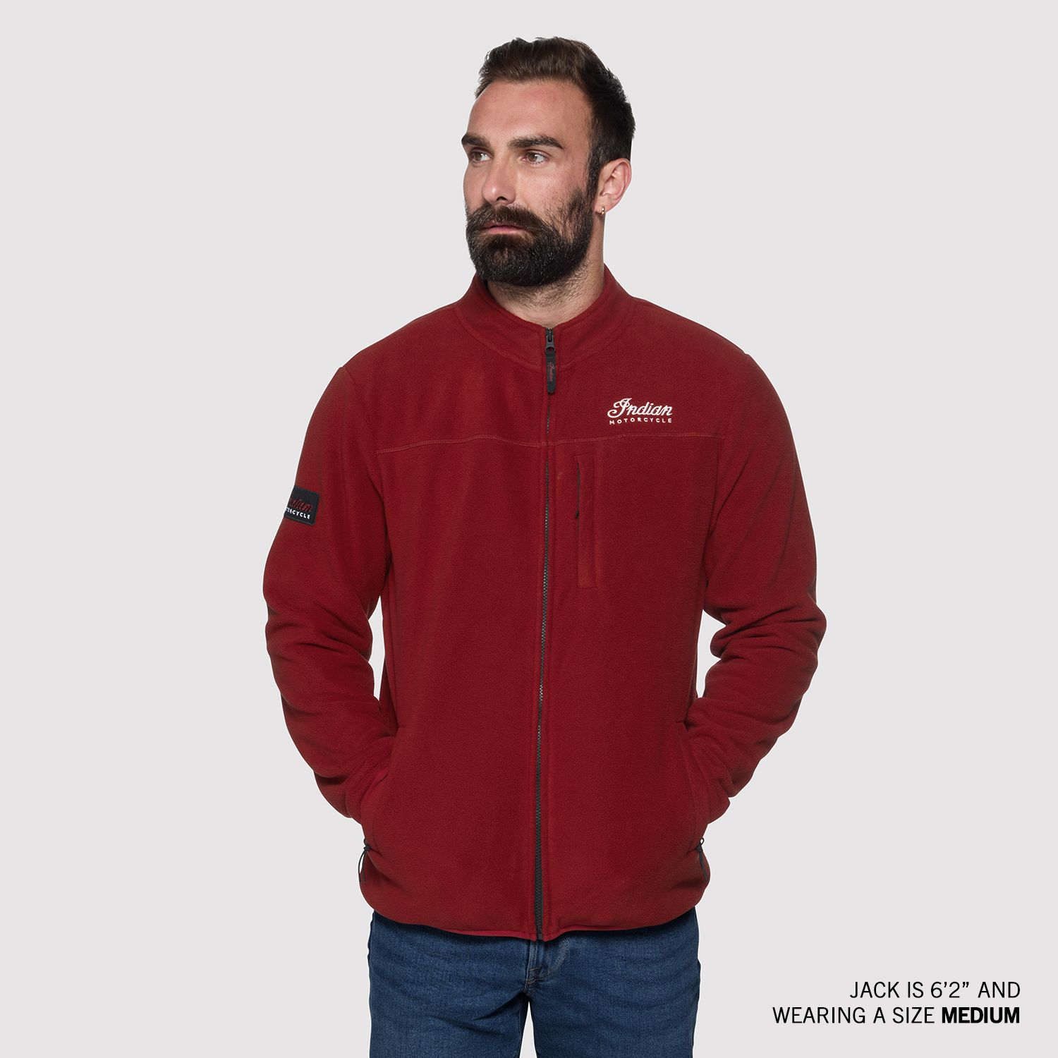 Men's Zip Thru Fleece Top, Red | Indian Motorcycle
