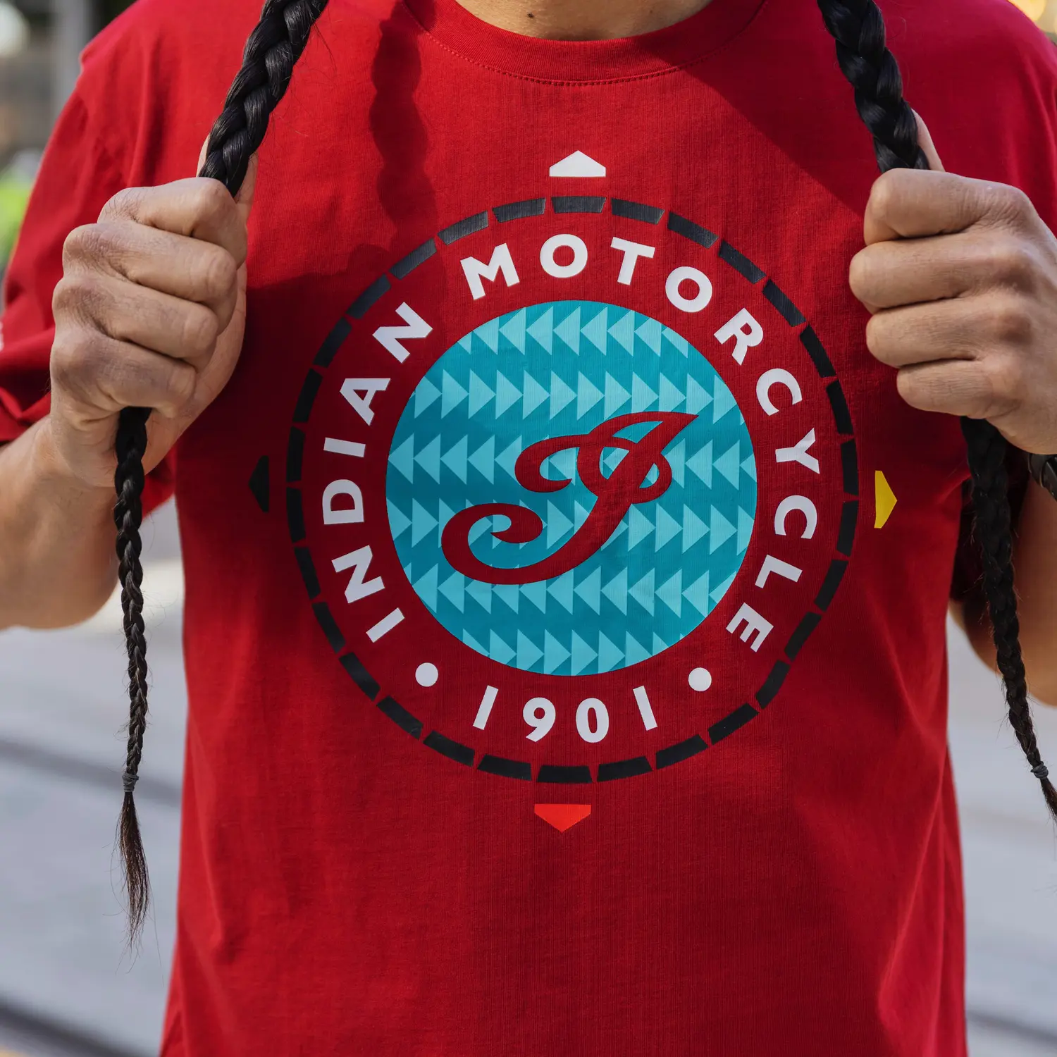 Camiseta impresa Indian Motorcycle x RVSO para hombre, roja