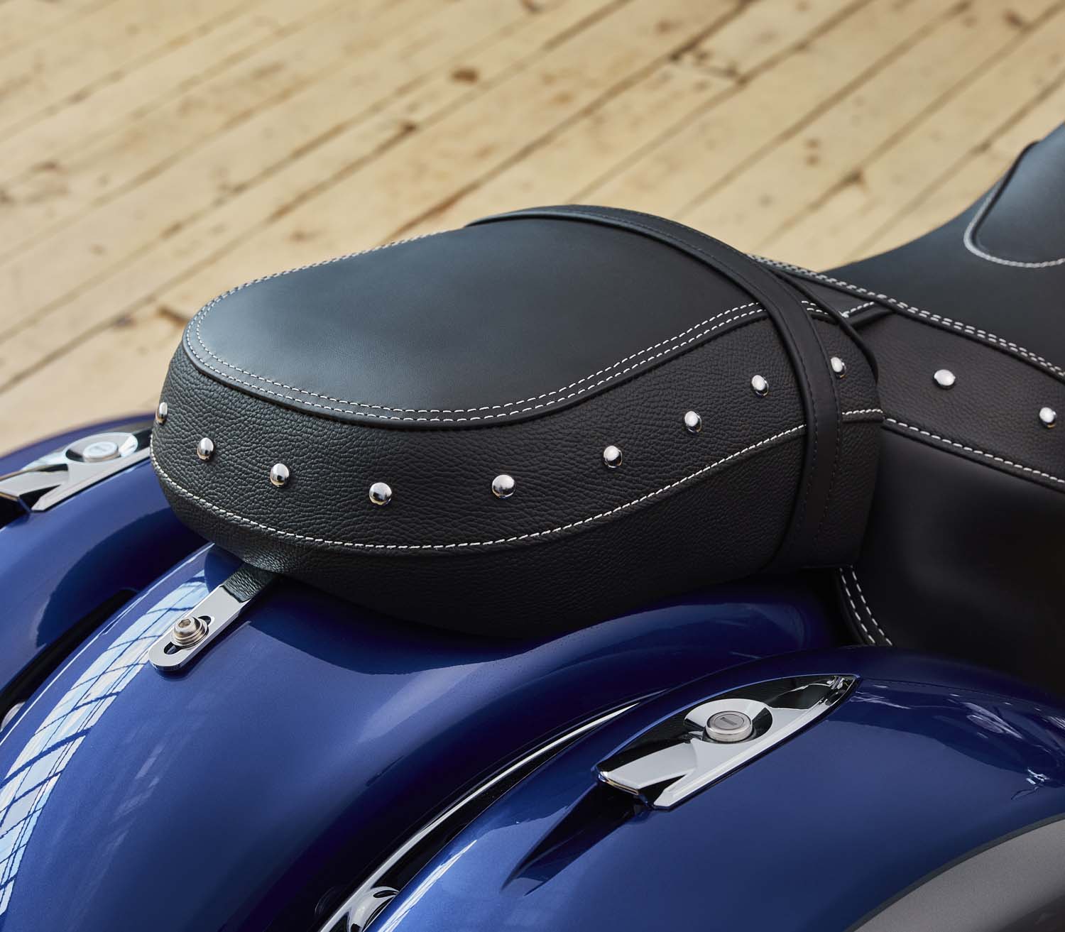 Genuine Leather Heated Passenger Seat, Black with Studs | Indian