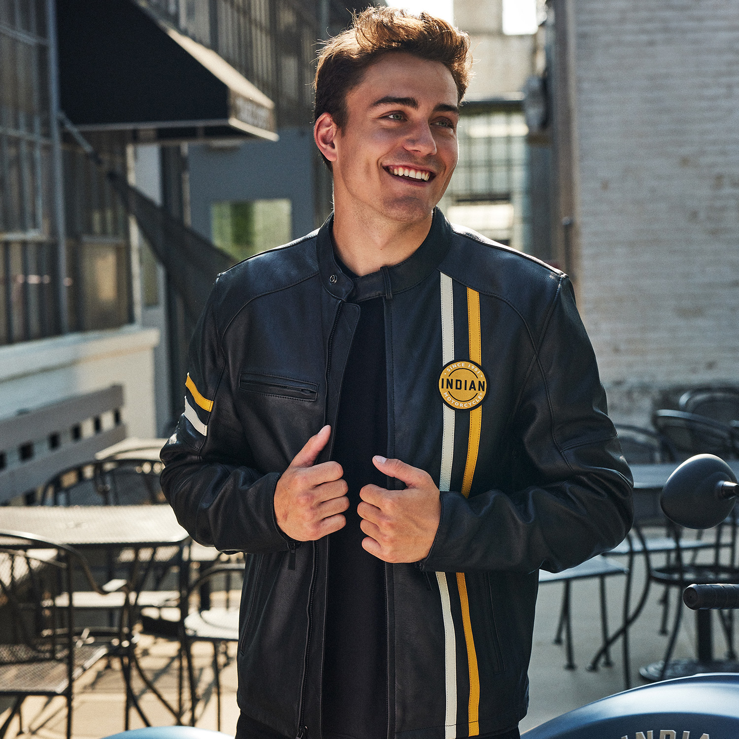 Men's Cafe Leather Jacket, Black | Indian Motorcycle