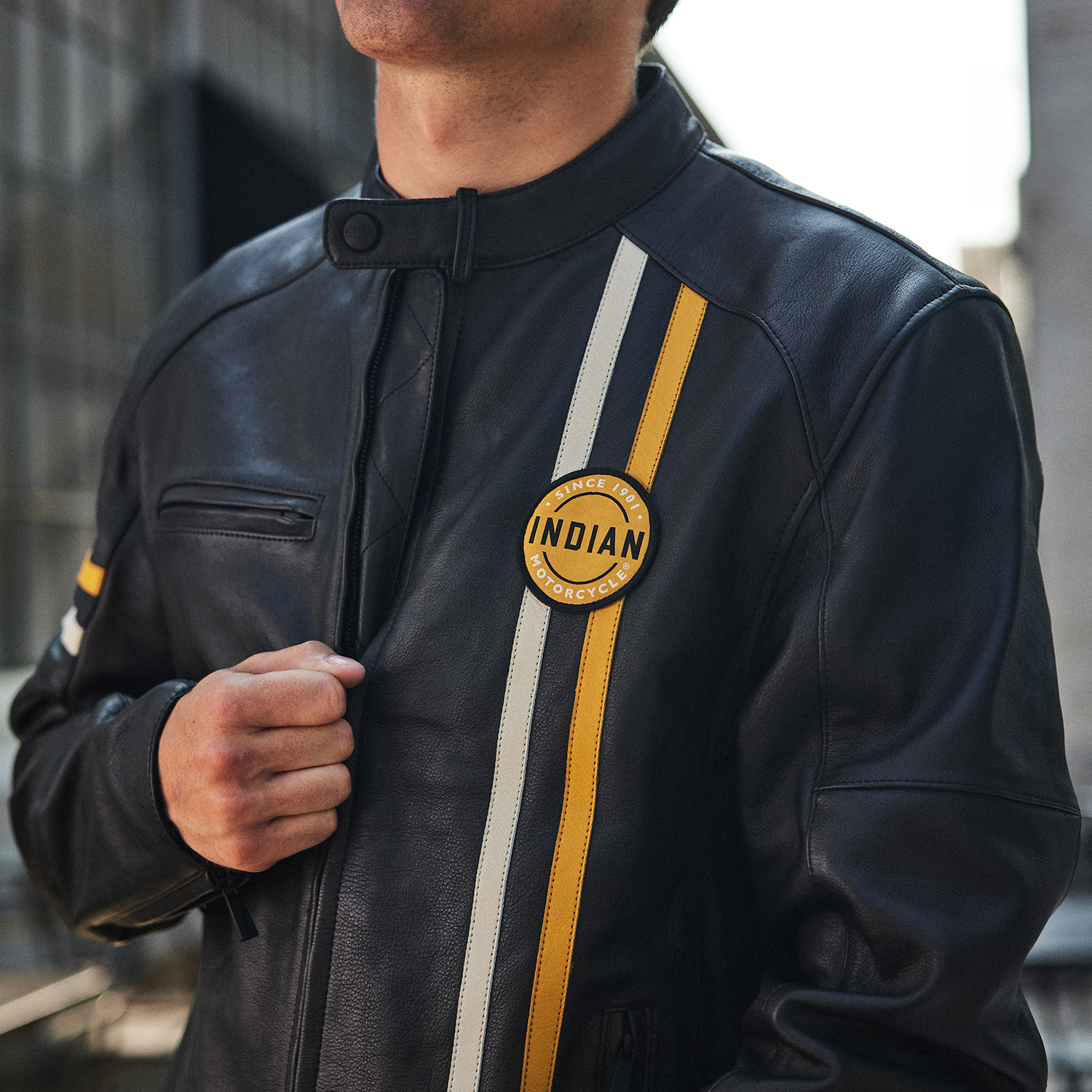 Men's Cafe Leather Jacket, Black | Indian Motorcycle