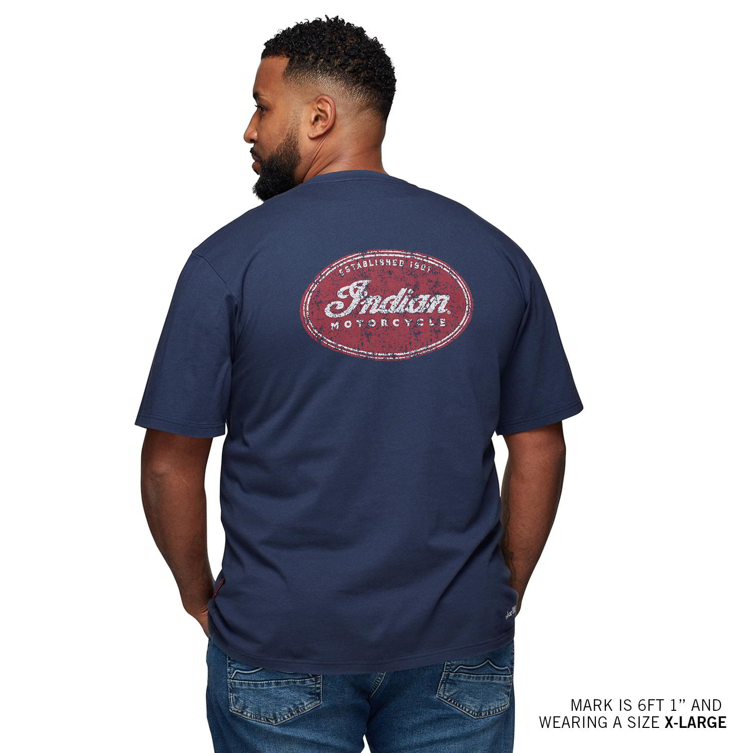 Men s Oval Logo T Shirt Navy Indian Motorcycle