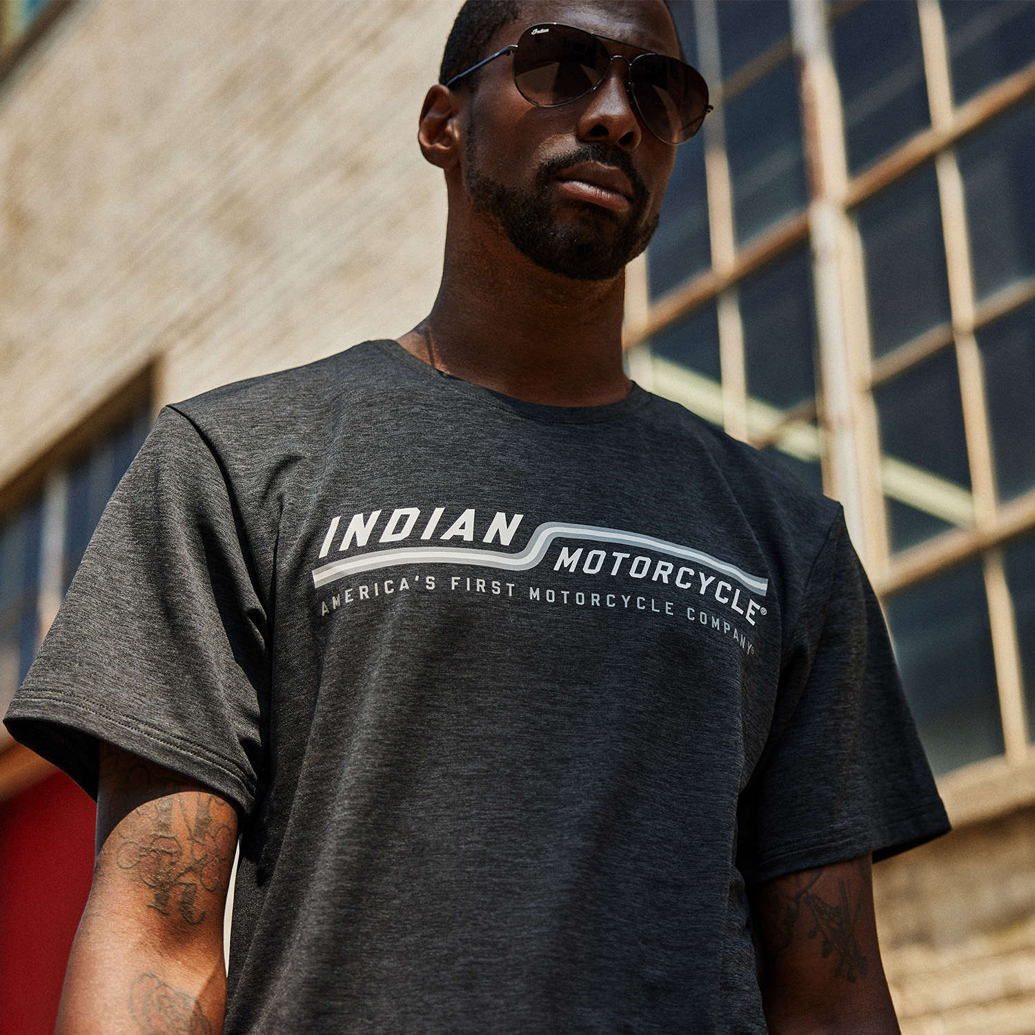 Men's Line Graphic Athlete T-Shirt, Black | Indian Motorcycle