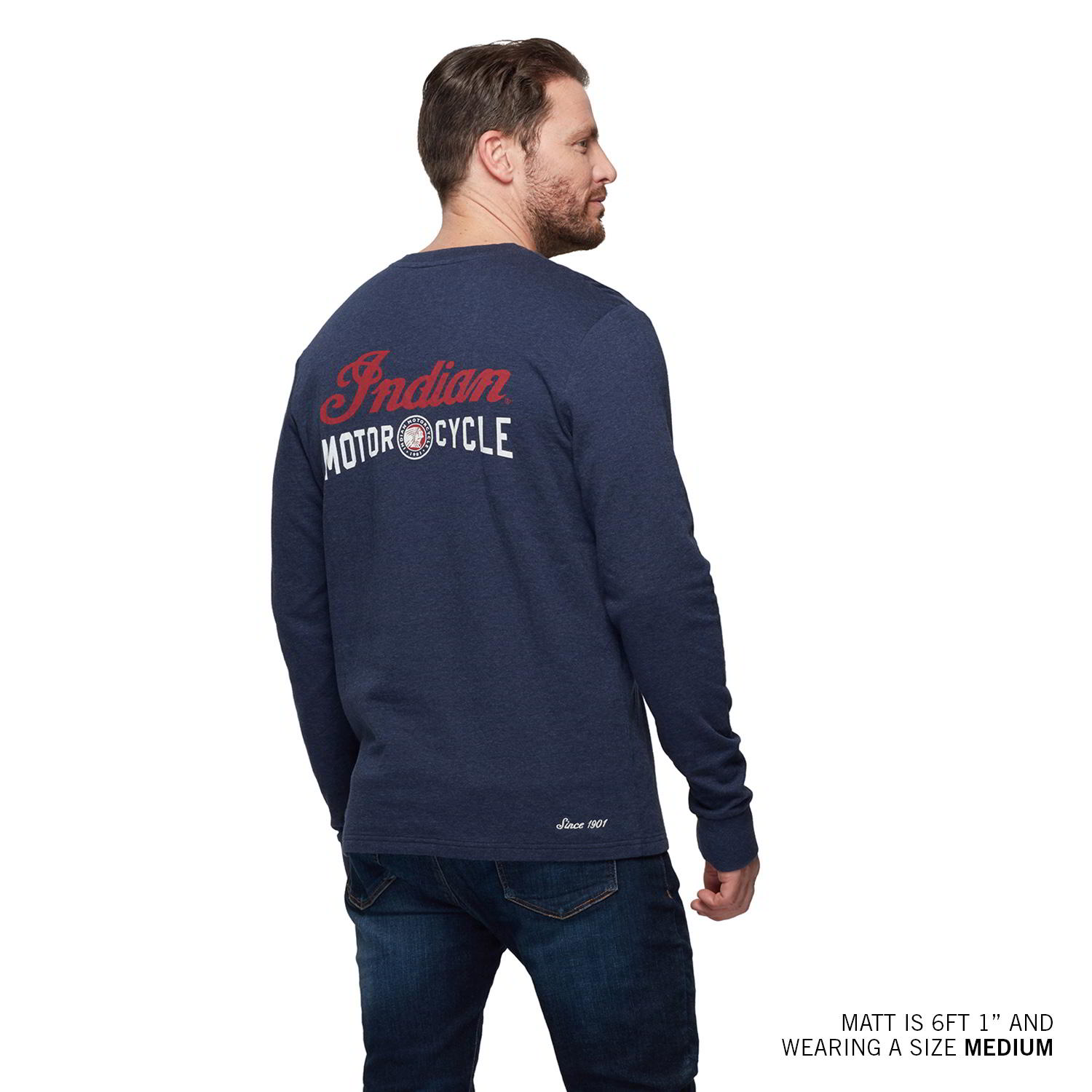 Men's Duofold Henley Long Sleeve T-Shirt, Navy | Indian Motorcycle