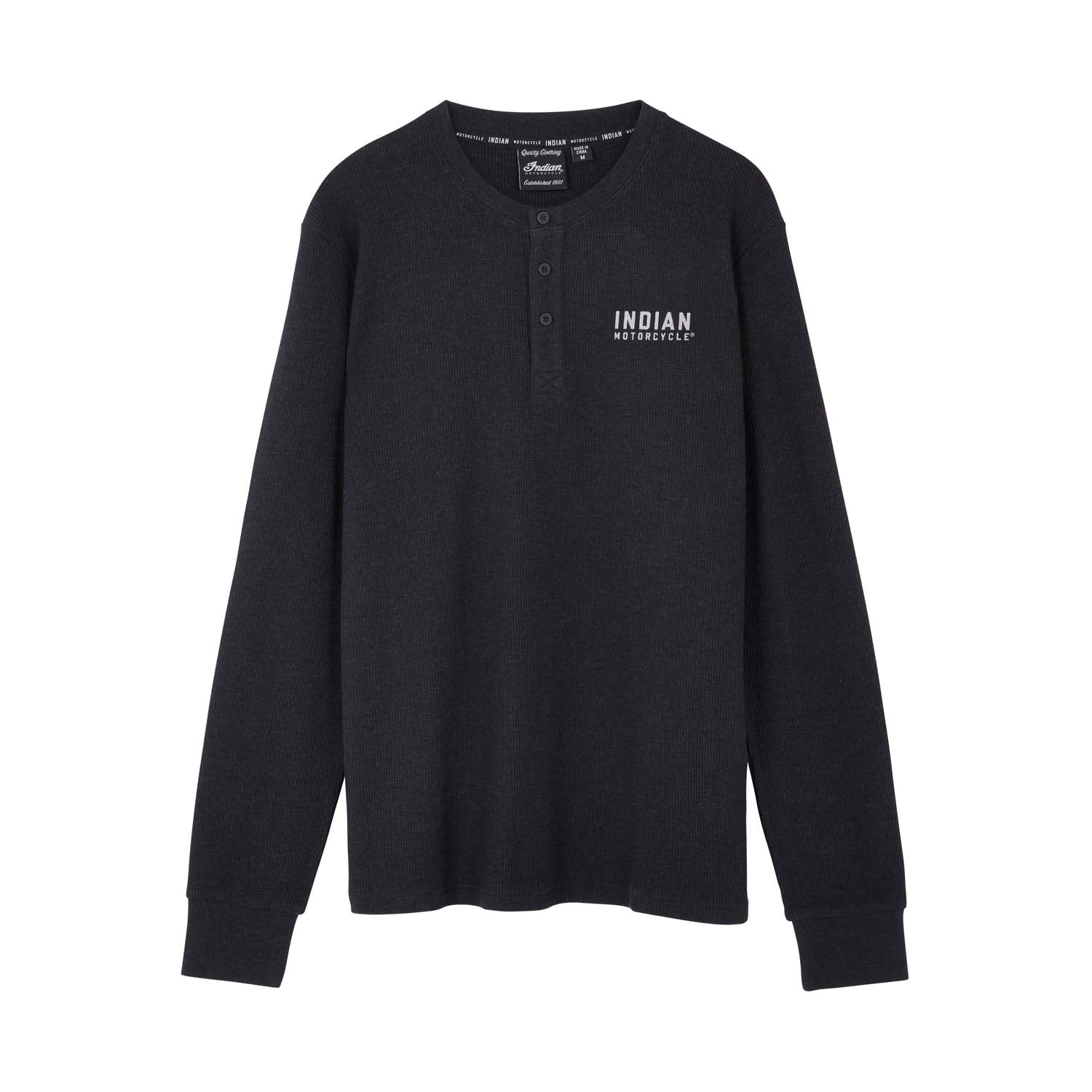 Men's Custom Built Henley Long Sleeve T-Shirt, Black
