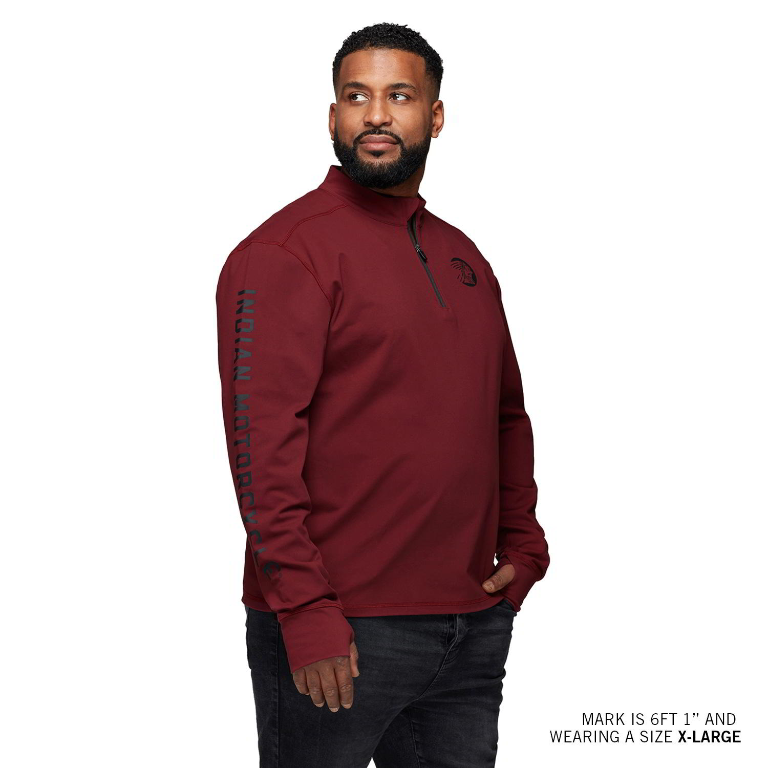 Men's Sleeve Printed Athlete Quarter Zip, Port | Indian