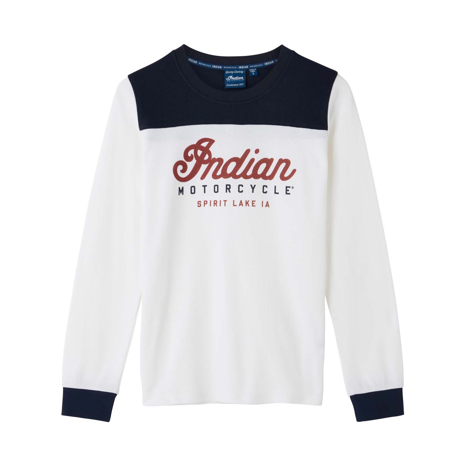 Women's Cotton Mesh Colorblock Long Sleeve T-Shirt, White