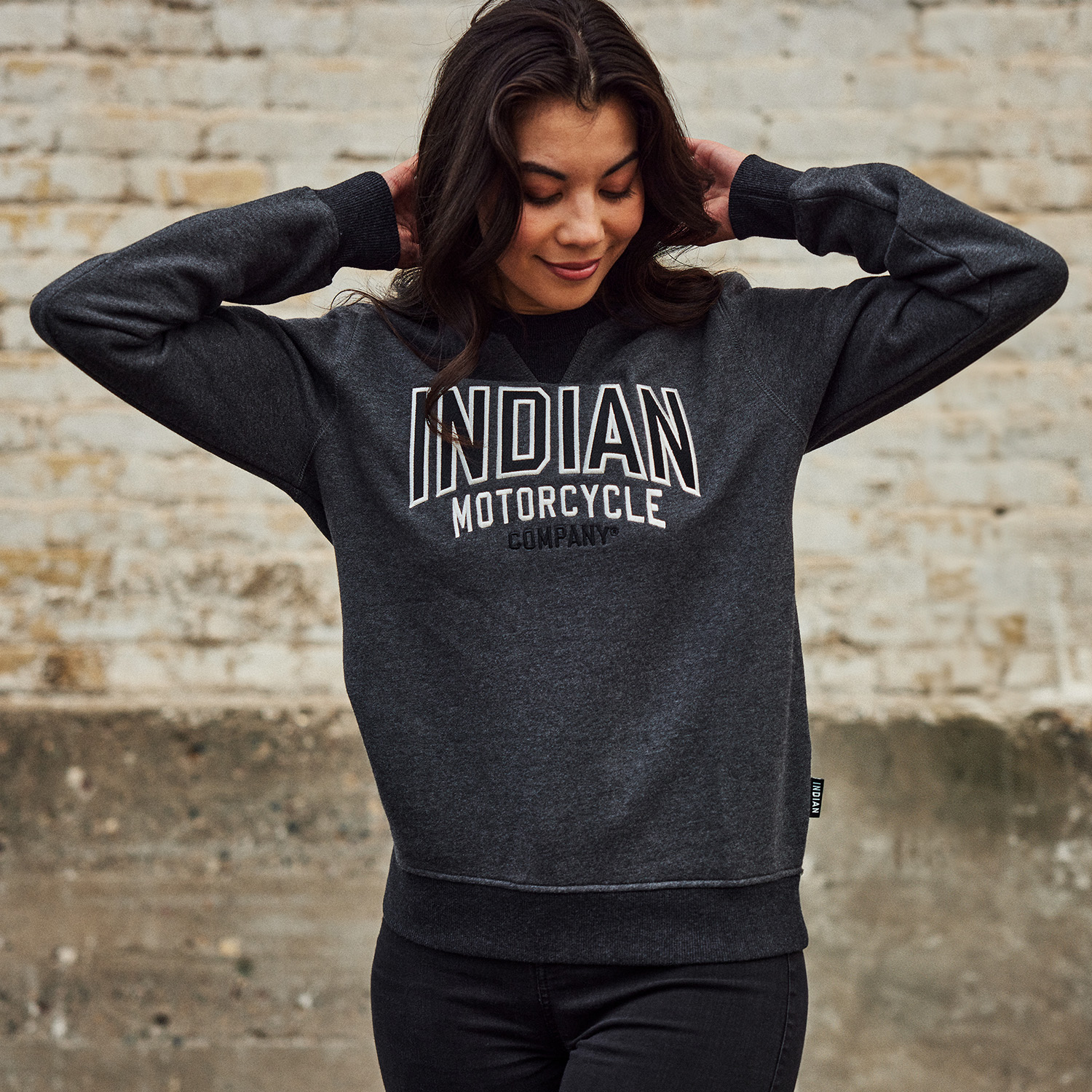 Women's Contrast Ribbed Sweatshirt, Gray | Indian Motorcycle