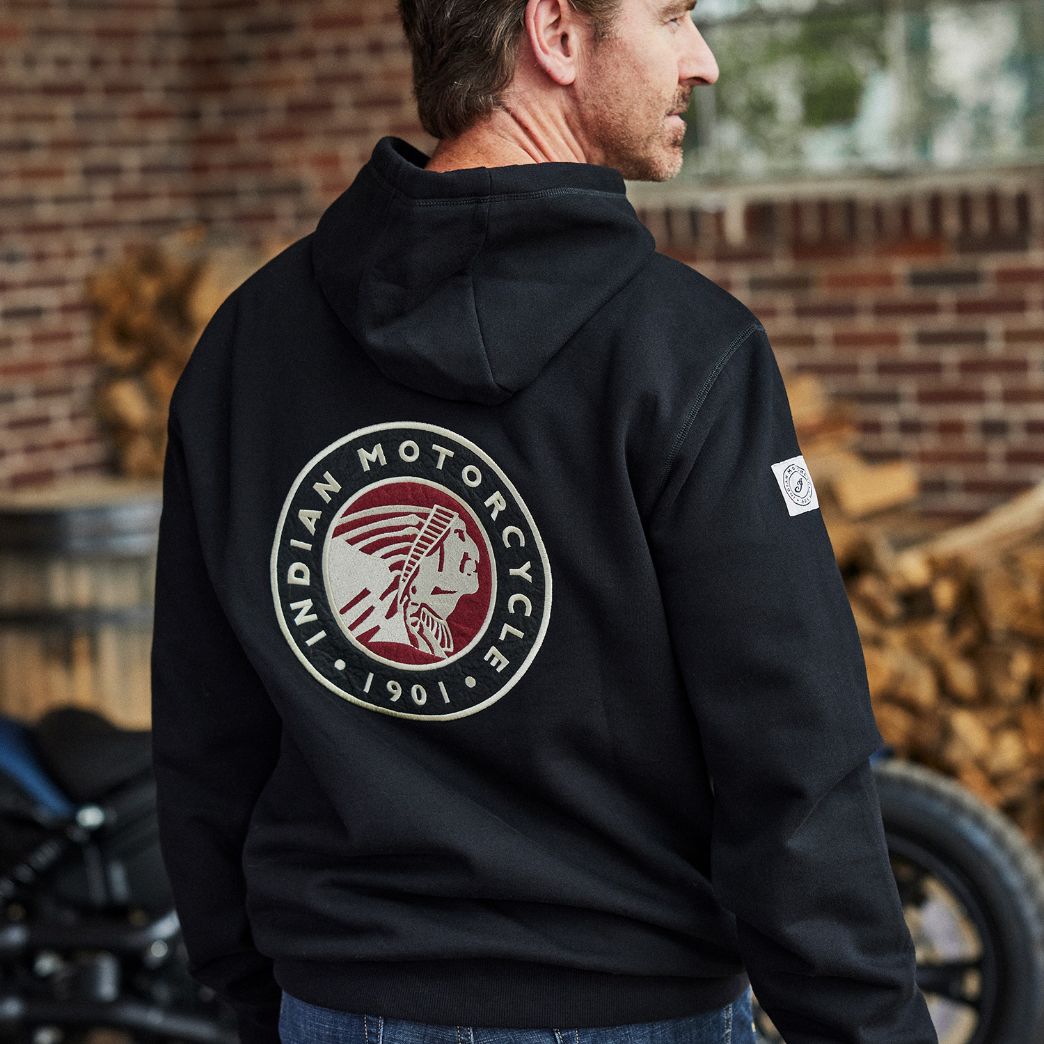 Men's Applique Headdress Hoodie, Black | Indian Motorcycle