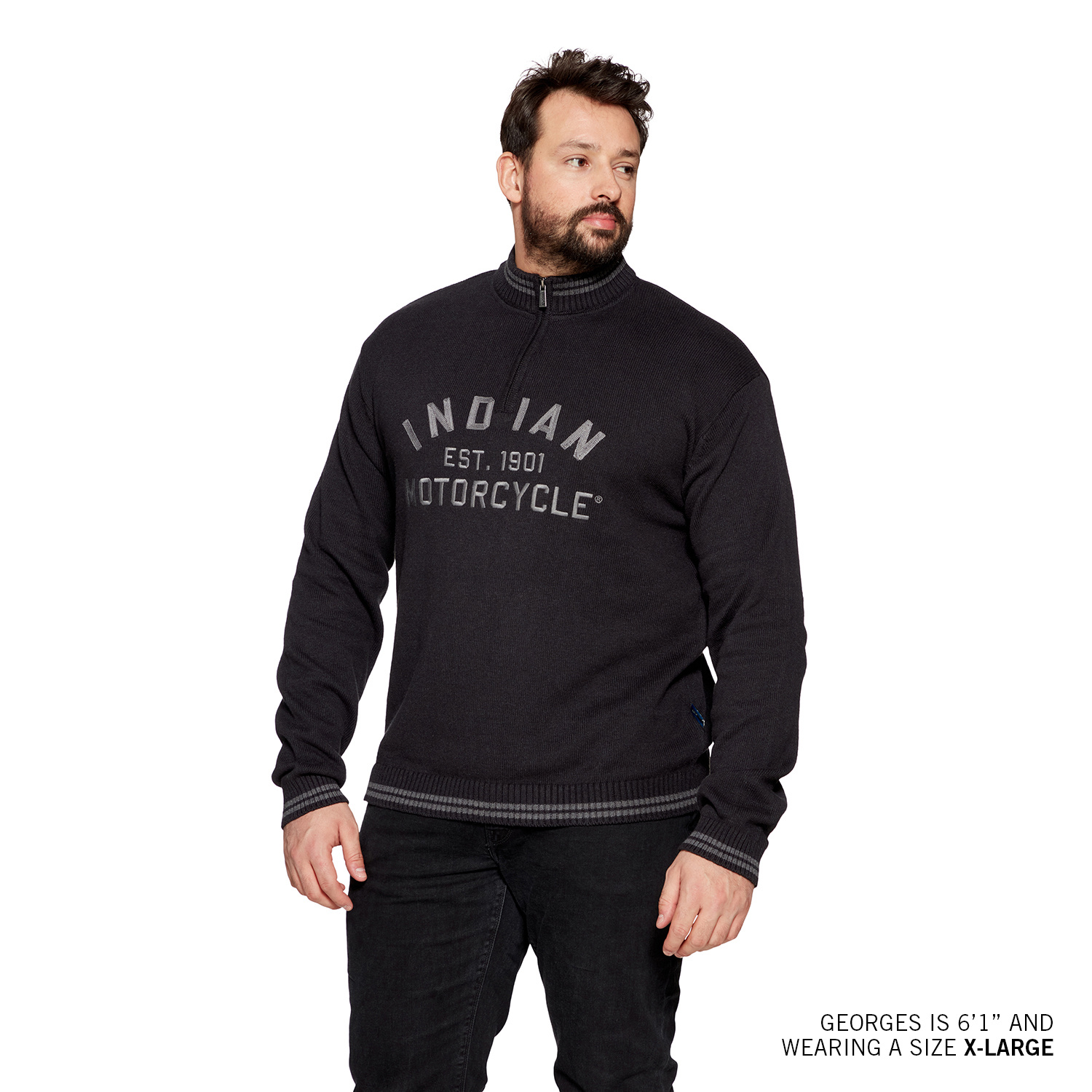 Men's Knitted Embroidered Logo Top, Black | Indian Motorcycle