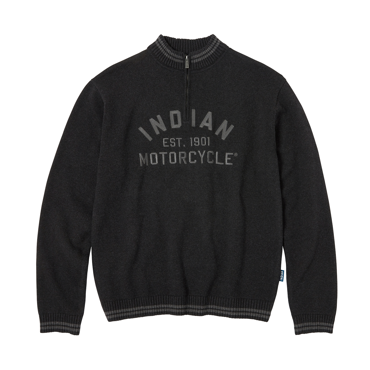 【Indian Motorcycle】サーマル　ロンT ワッフル　東洋　カナダ製 Men's Knitted Embroidered Logo Top, Black | Indian Motorcycle