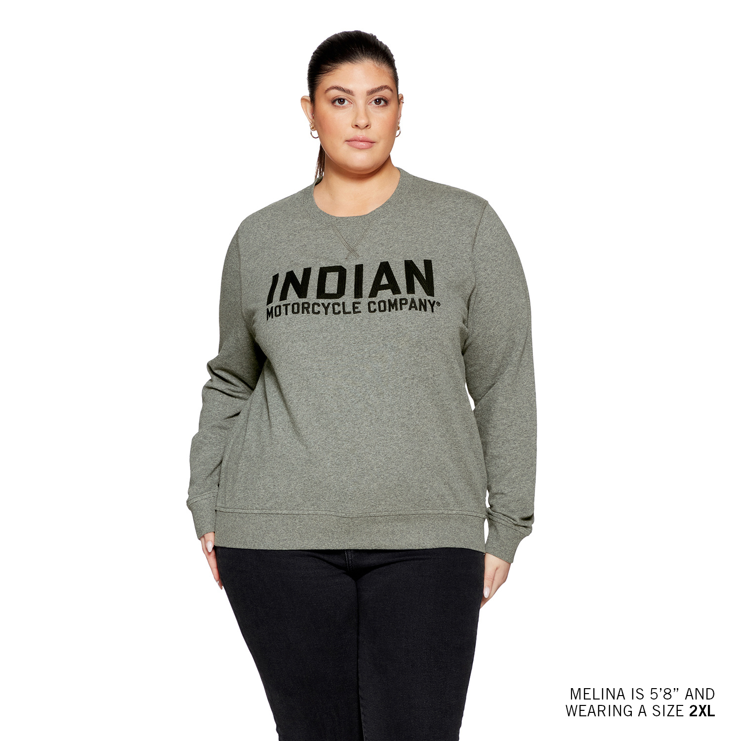 Women's Chainstitch Embroidery Longsleeve T-Shirt, Gray | Indian