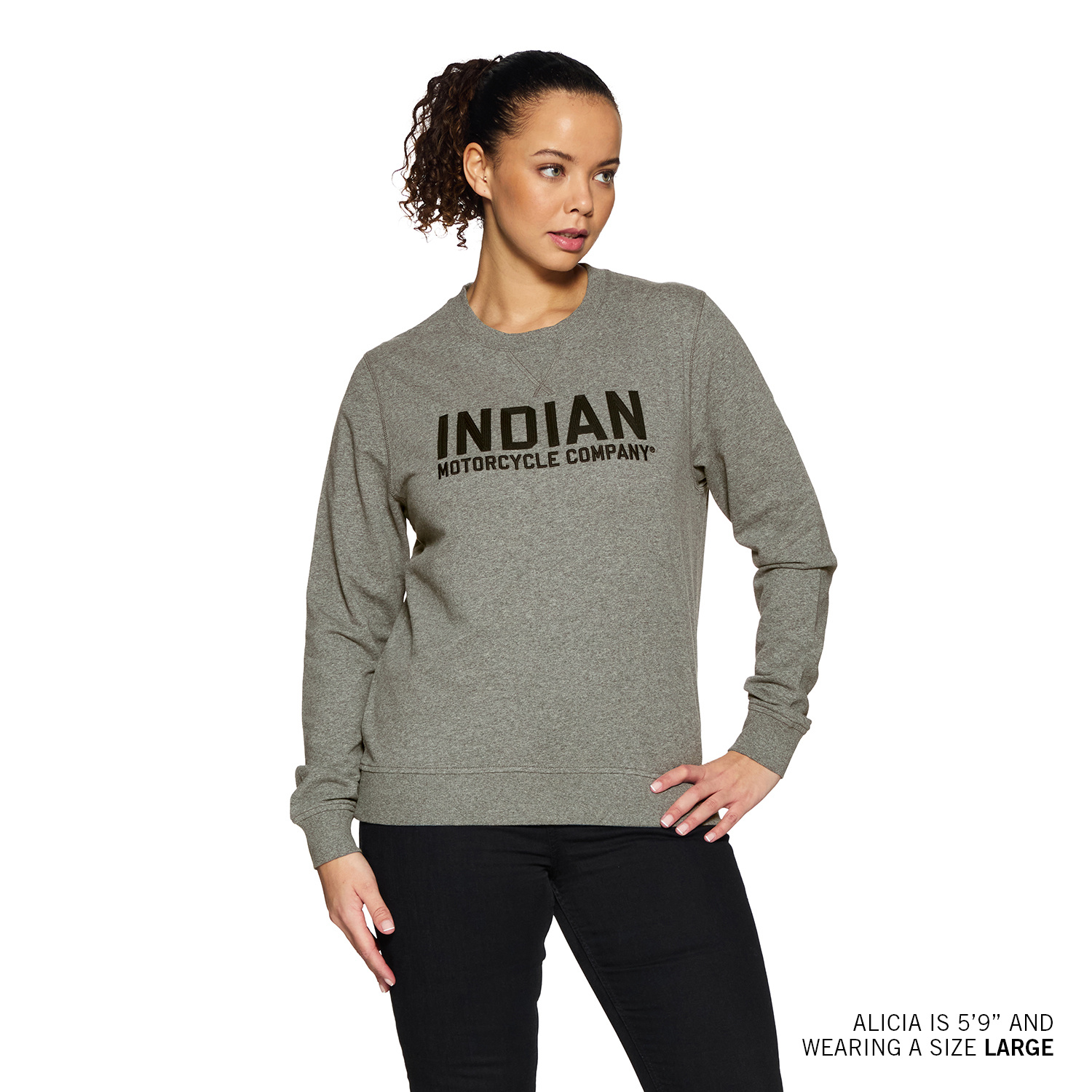 Women's Chainstitch Embroidery Longsleeve T-Shirt, Gray | Indian