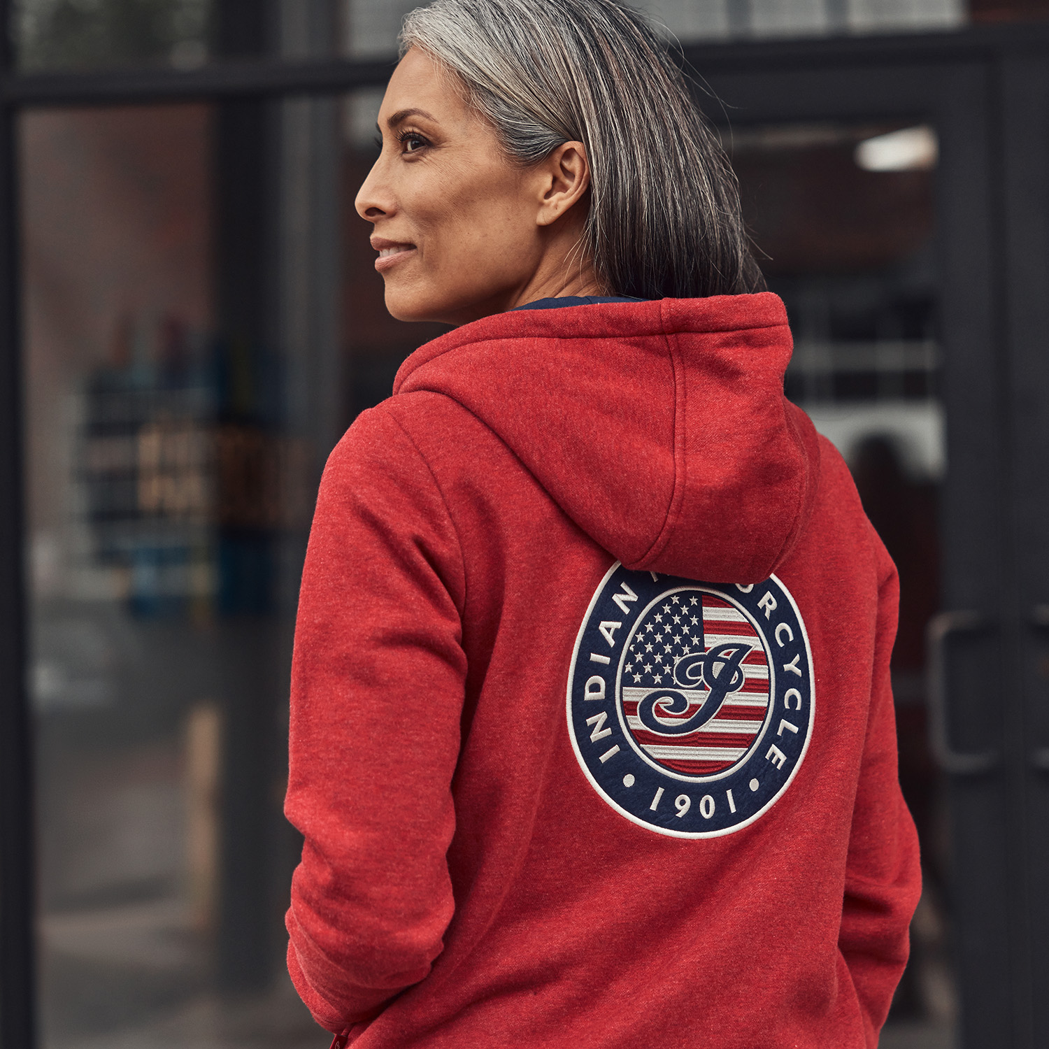 Women's USA Flag Hoodie, Red | Indian Motorcycle