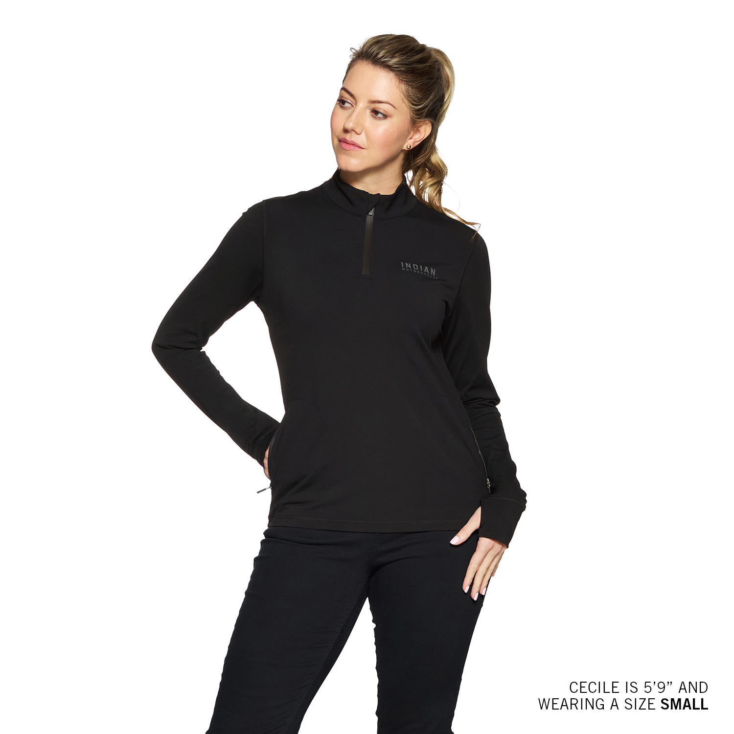 Women's Quarter Zip Performance Top, Black | Indian Motorcycle