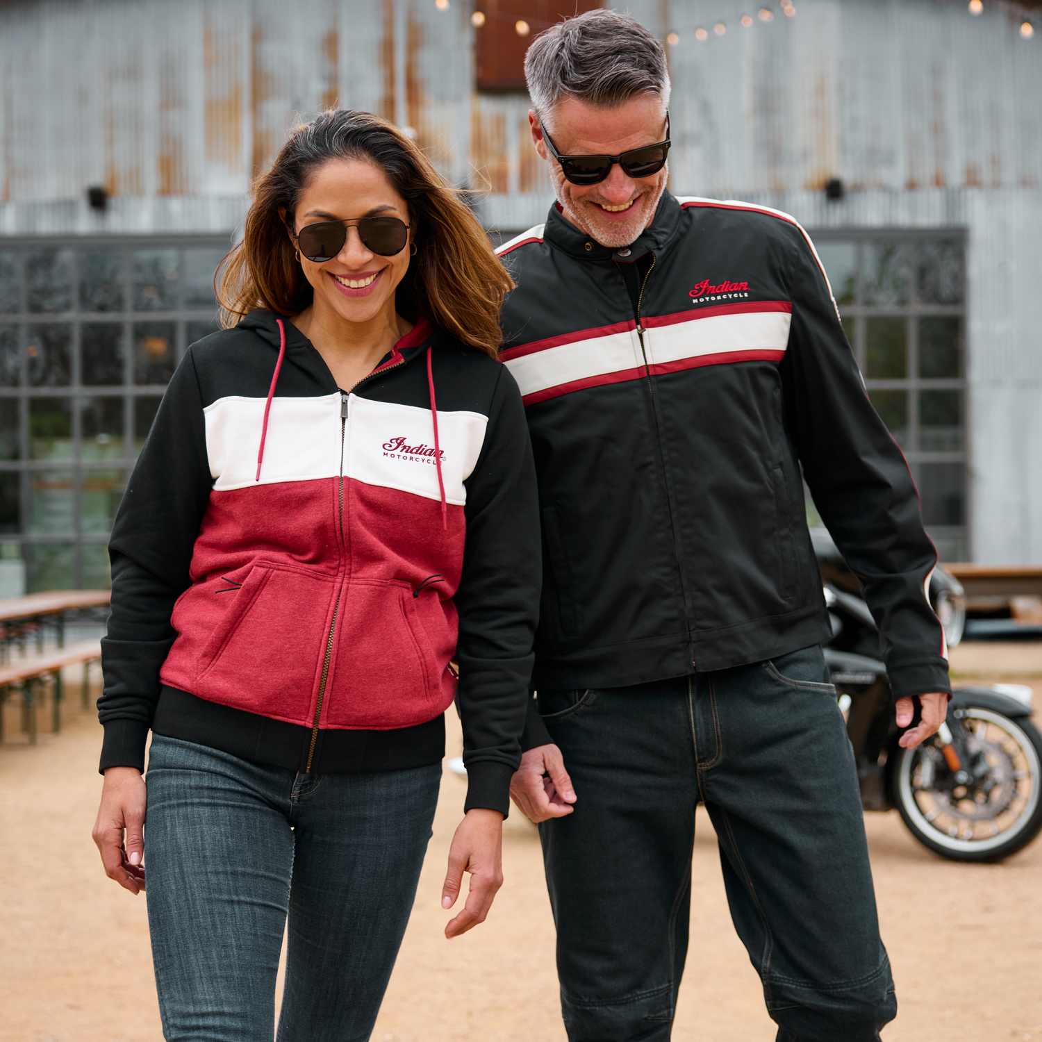 Women's Script Logo Colorblock Hoodie, Red | Indian Motorcycle