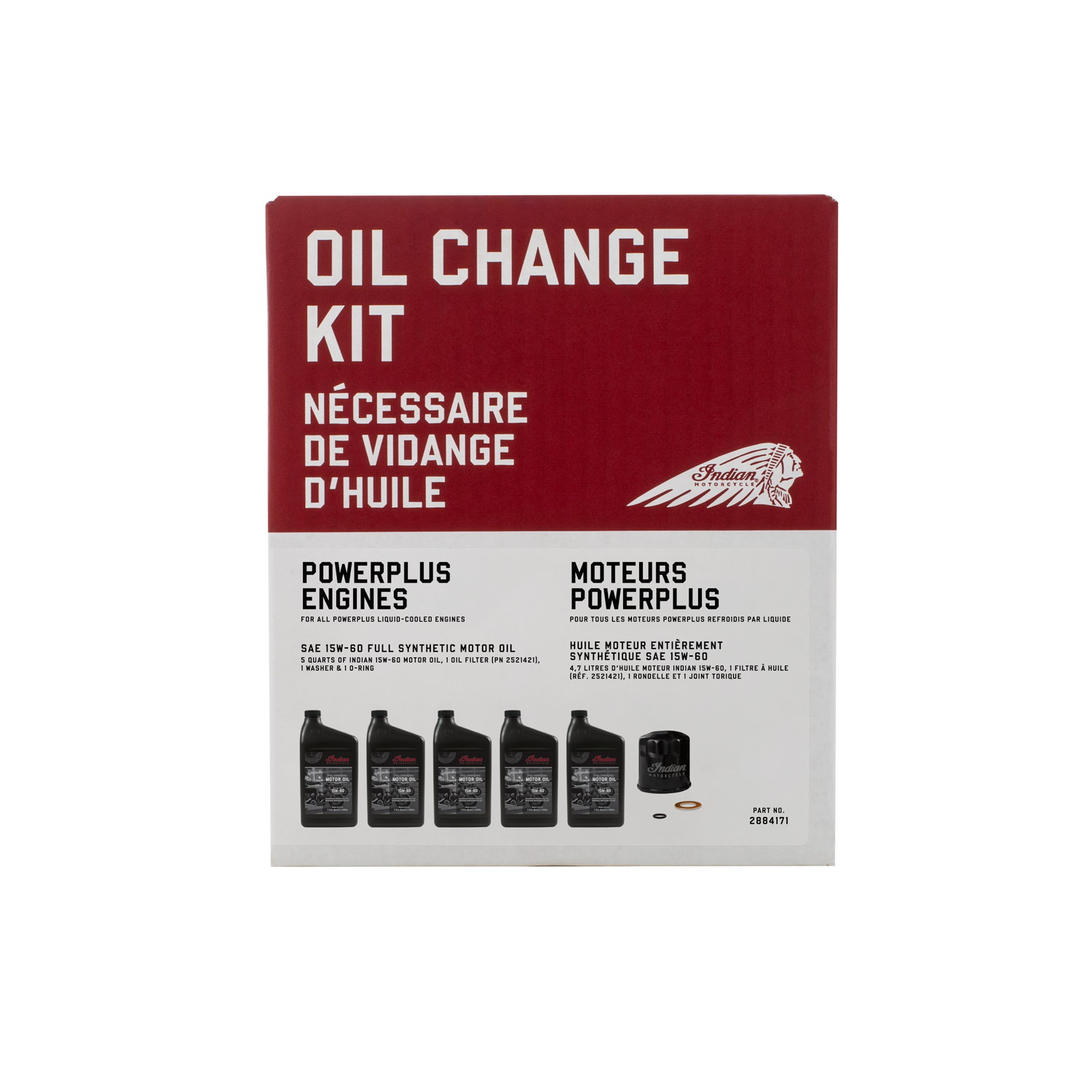 PowerPlus Oil Change Kit, Fits Indian PowerPlus, 2884171, 5 Quarts