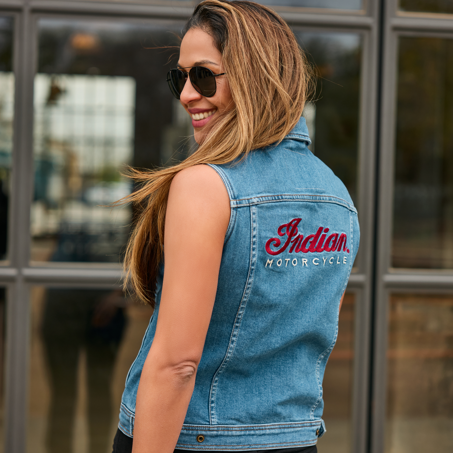 Women's Portland Denim Vest, Blue | Indian Motorcycle