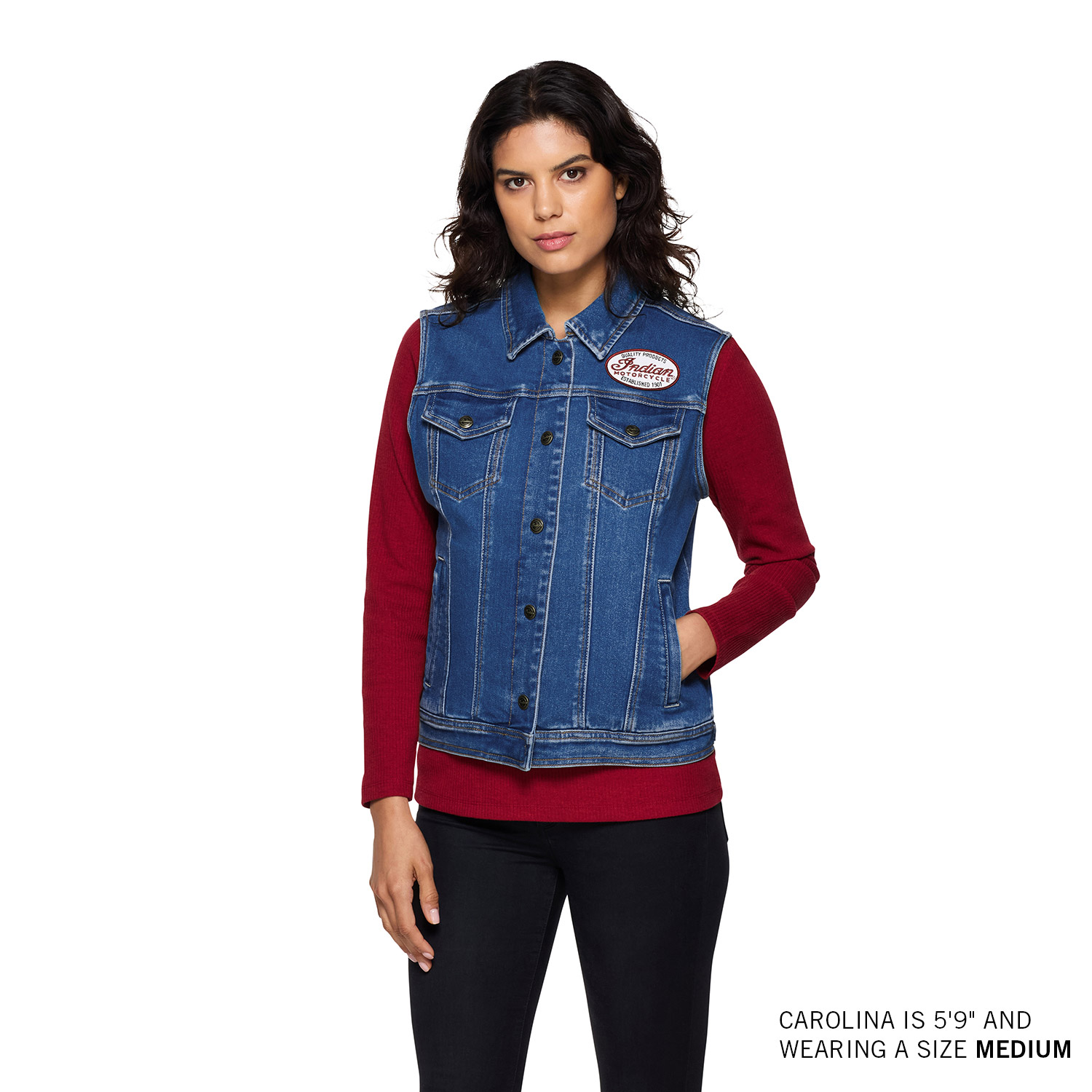 Women's Portland Denim Vest, Blue | Indian Motorcycle