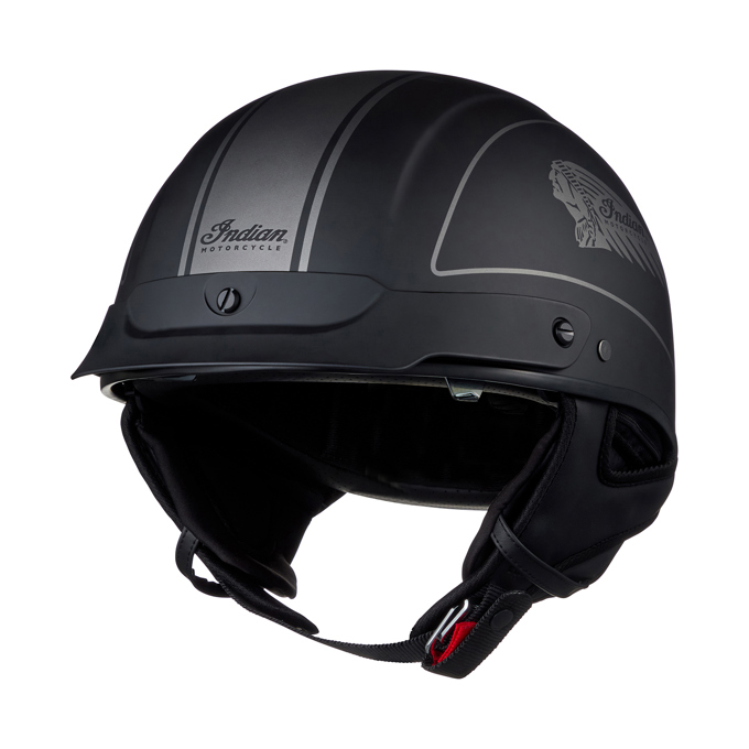 bikermental.com leather indian motorcycle half helmet with Retro Racing Stripe 2863696 : Automotive Hidden drop sun visor The safety of riders is a top priority for Indian Motorcycle Headdress Half Helmet, Black