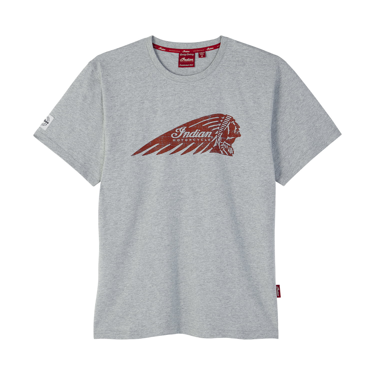 Men's Distressed Headdress Marl T-Shirt, Gray | Indian