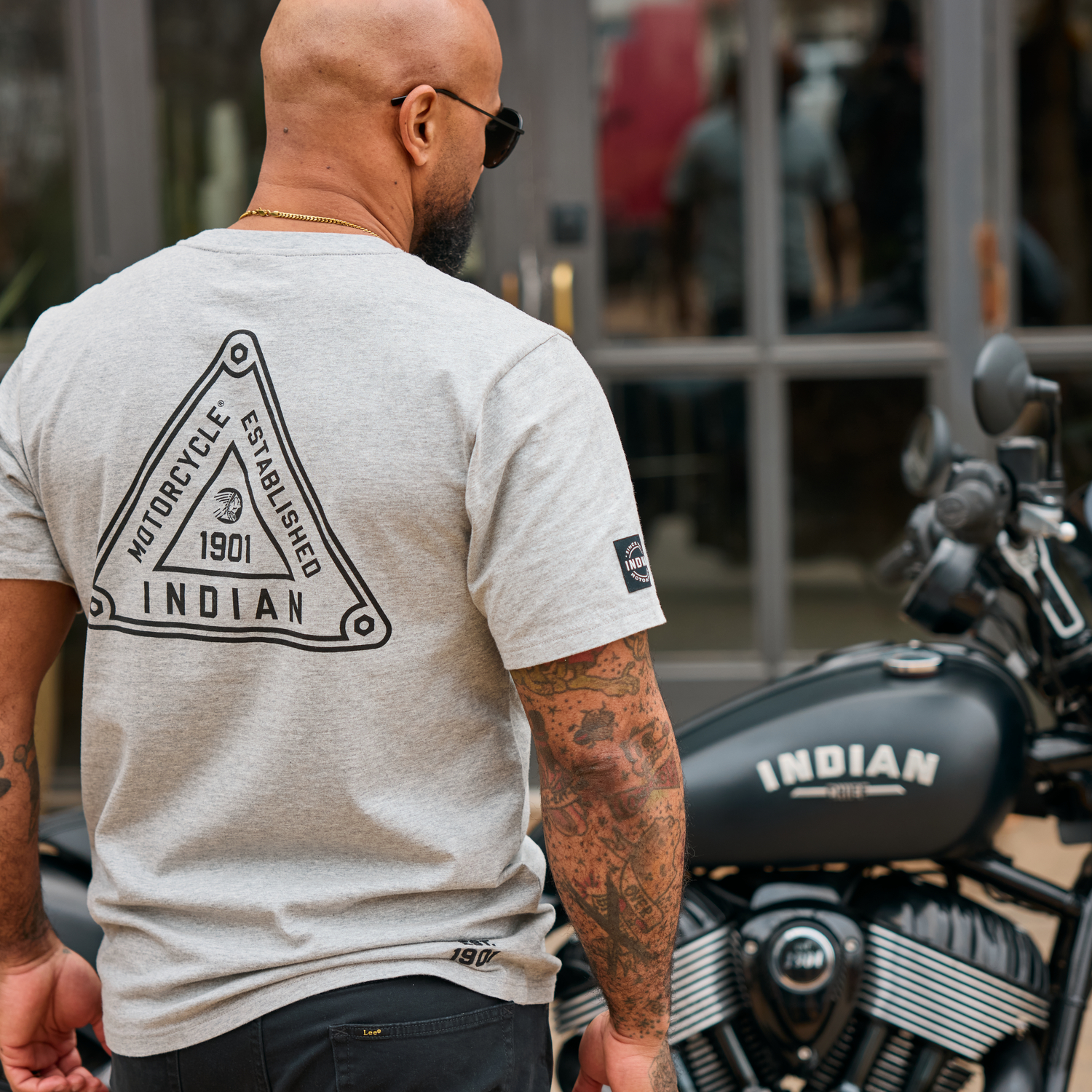 Men's Triangle Sign Printed T-Shirt, Gray | Indian Motorcycle