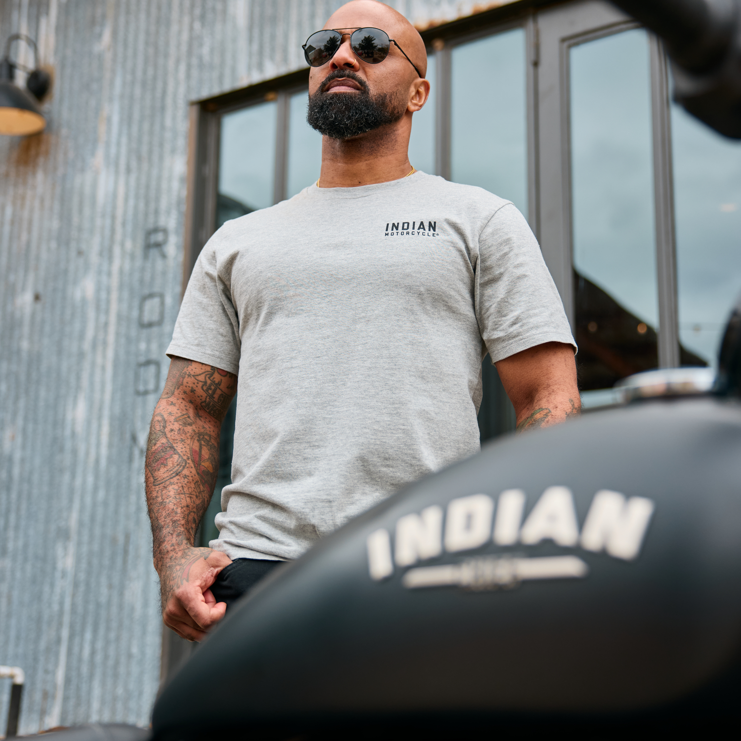 Men's Triangle Sign Printed T-Shirt, Gray | Indian Motorcycle