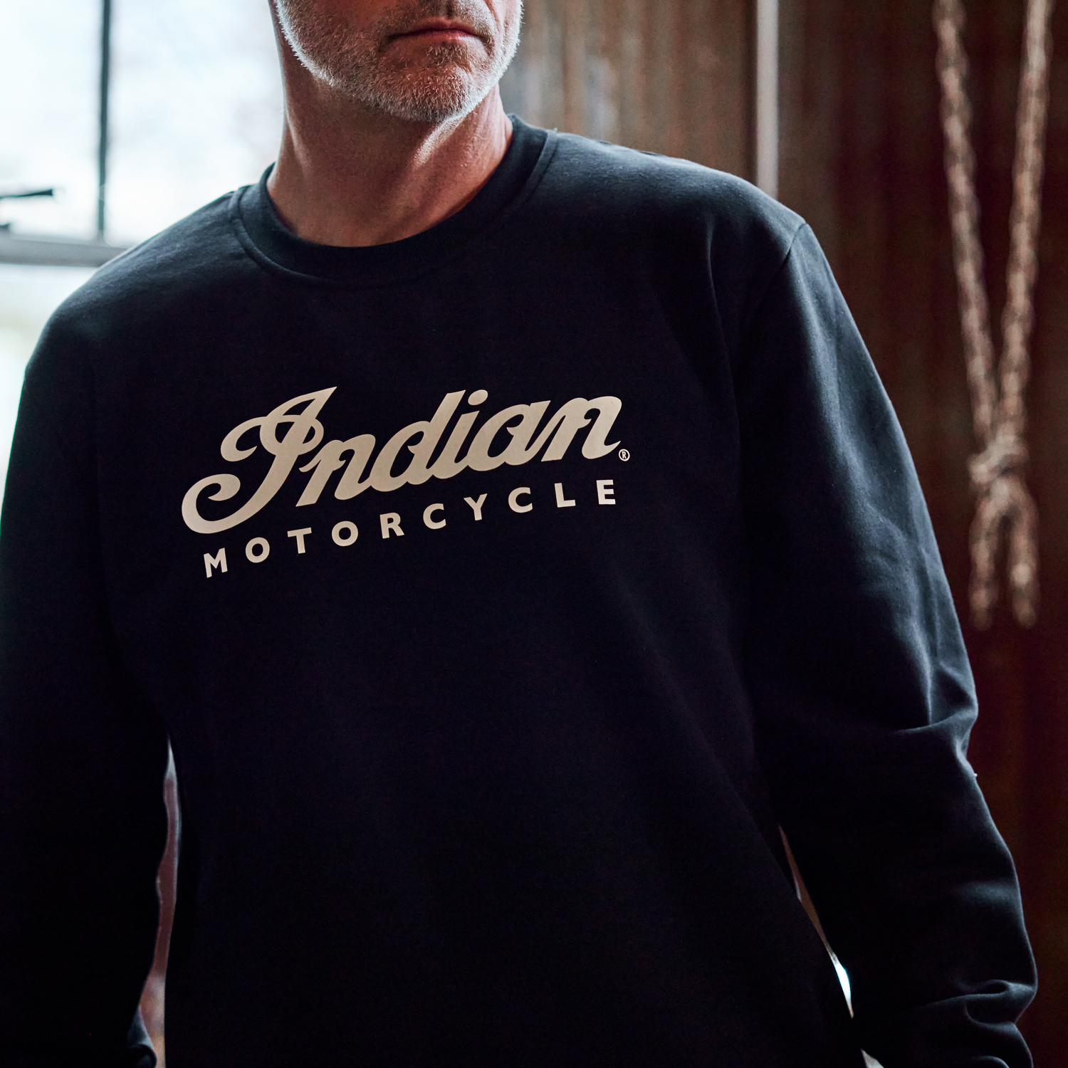 Men's Essential Script Logo Sweatshirt, Black | Indian Motorcycle
