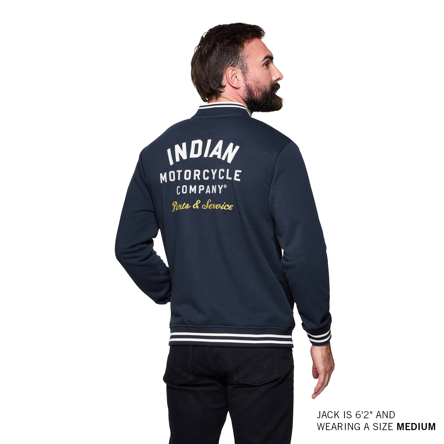 Indian Motorcycle ボンバージャケットXL Men's Embroidered Parts & Service Bomber, Navy | Indian Motorcycle