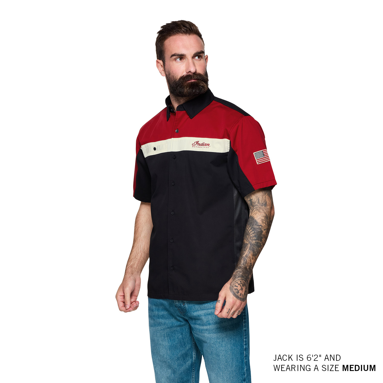 Men's Headdress Colorblock Shop Shirt, Red | Indian Motorcycle