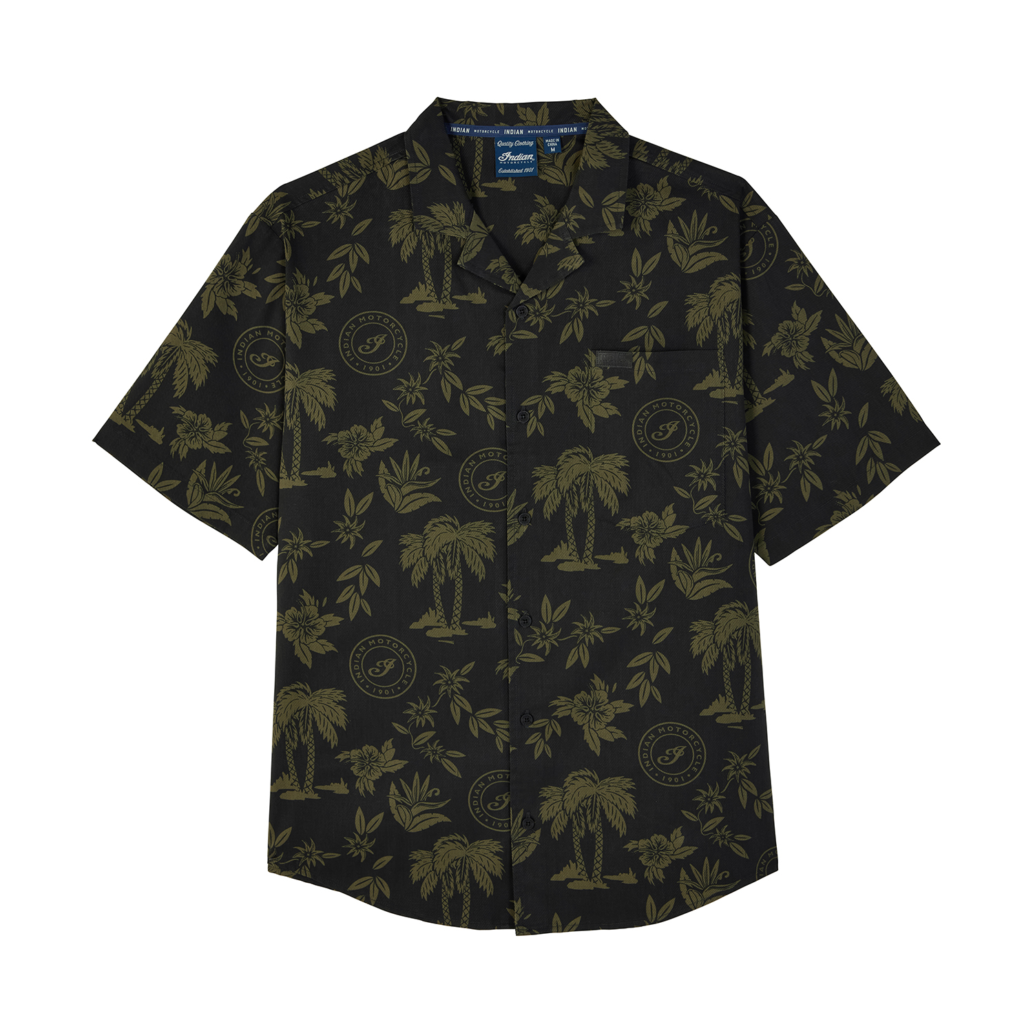 Men's Palm Print Script Icon Shirt, Green | Indian Motorcycle
