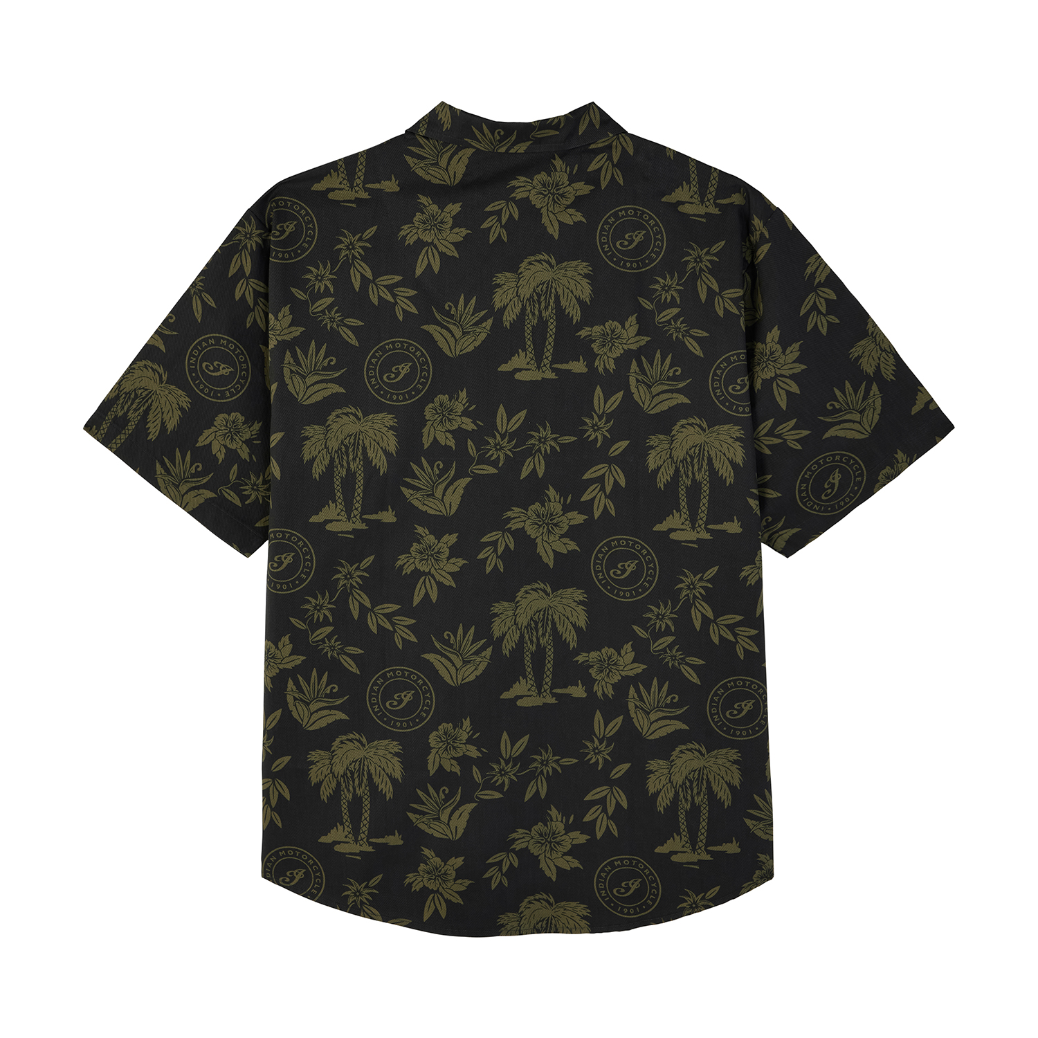 Men's Palm Print Script Icon Shirt, Green | Indian Motorcycle