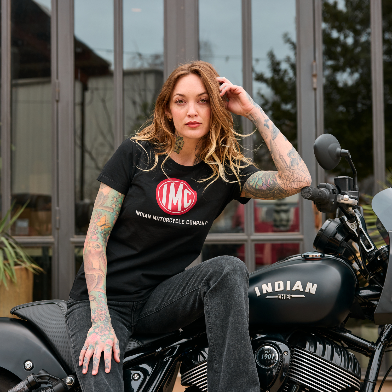 Women's IMC Circle Icon T-Shirt, Black | Indian Motorcycle