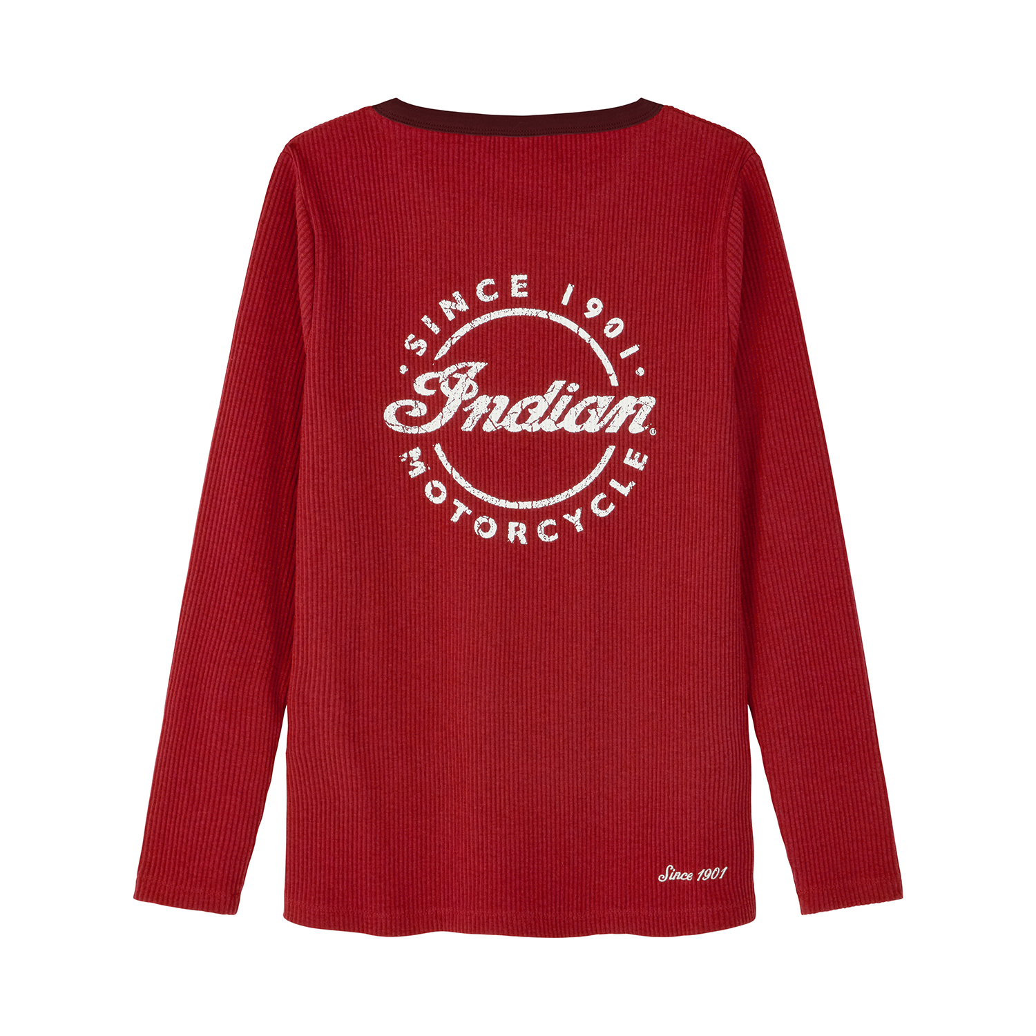 Women's Script Icon Henley Long Sleeve T-Shirt, Red | Indian