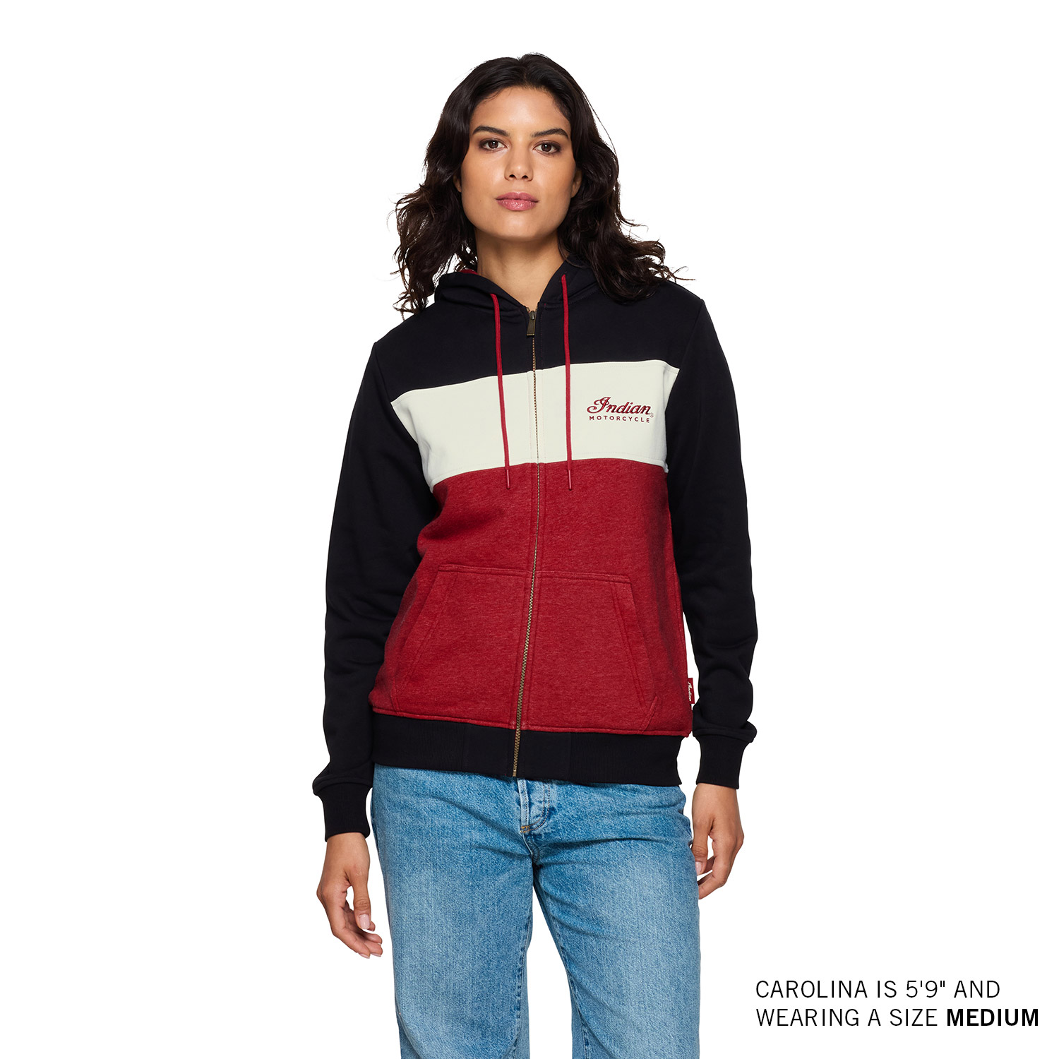 Women's Script Logo Colorblock Hoodie, Red | Indian Motorcycle