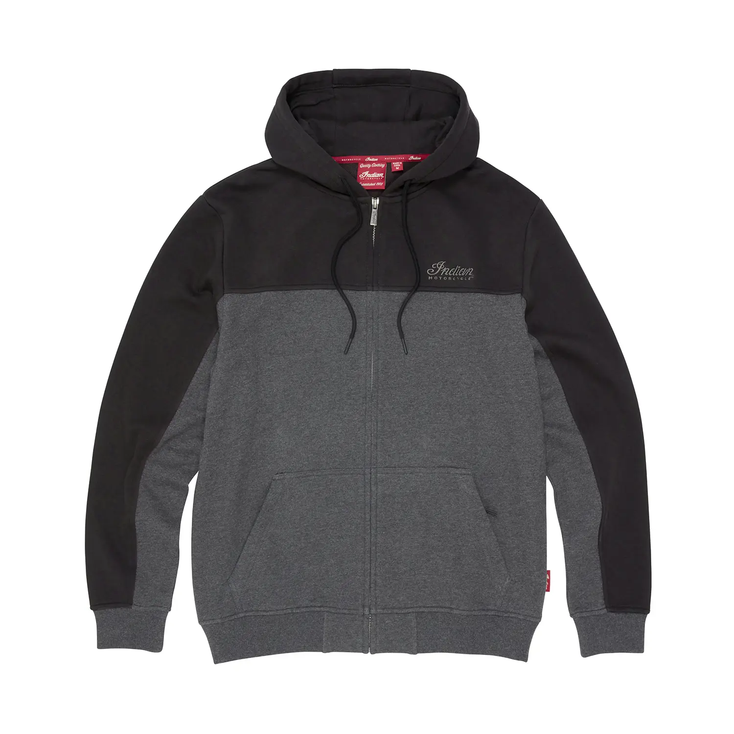 Men's Colorblock Script Hoodie, Gray Indian Motorcycle