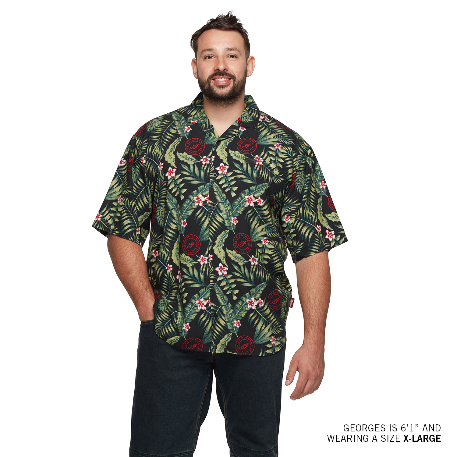 Men's Tropical Print Shirt, Green (XL-3XL) | Indian Motorcycle