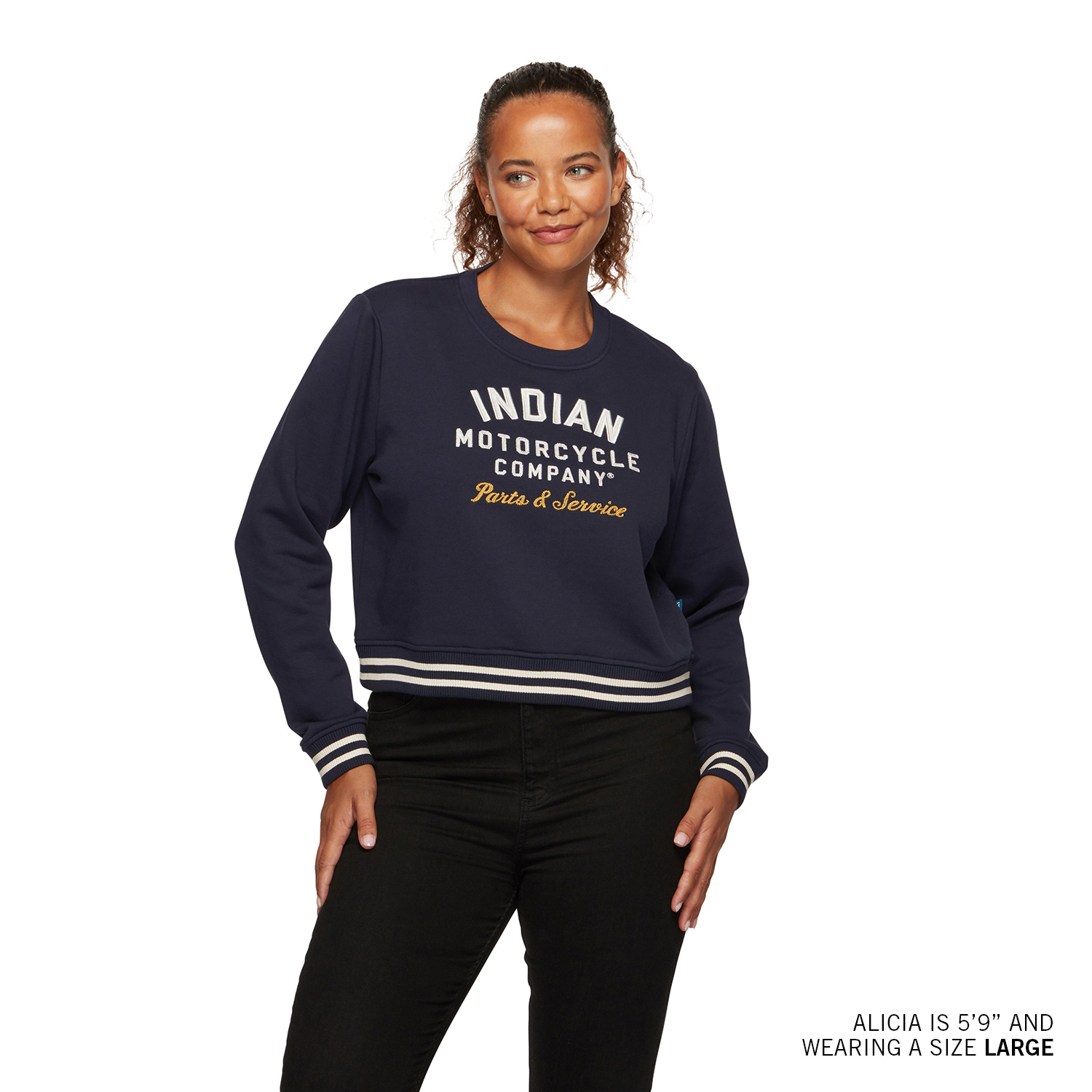 Women's Cropped Retro Top, Navy | Indian Motorcycle