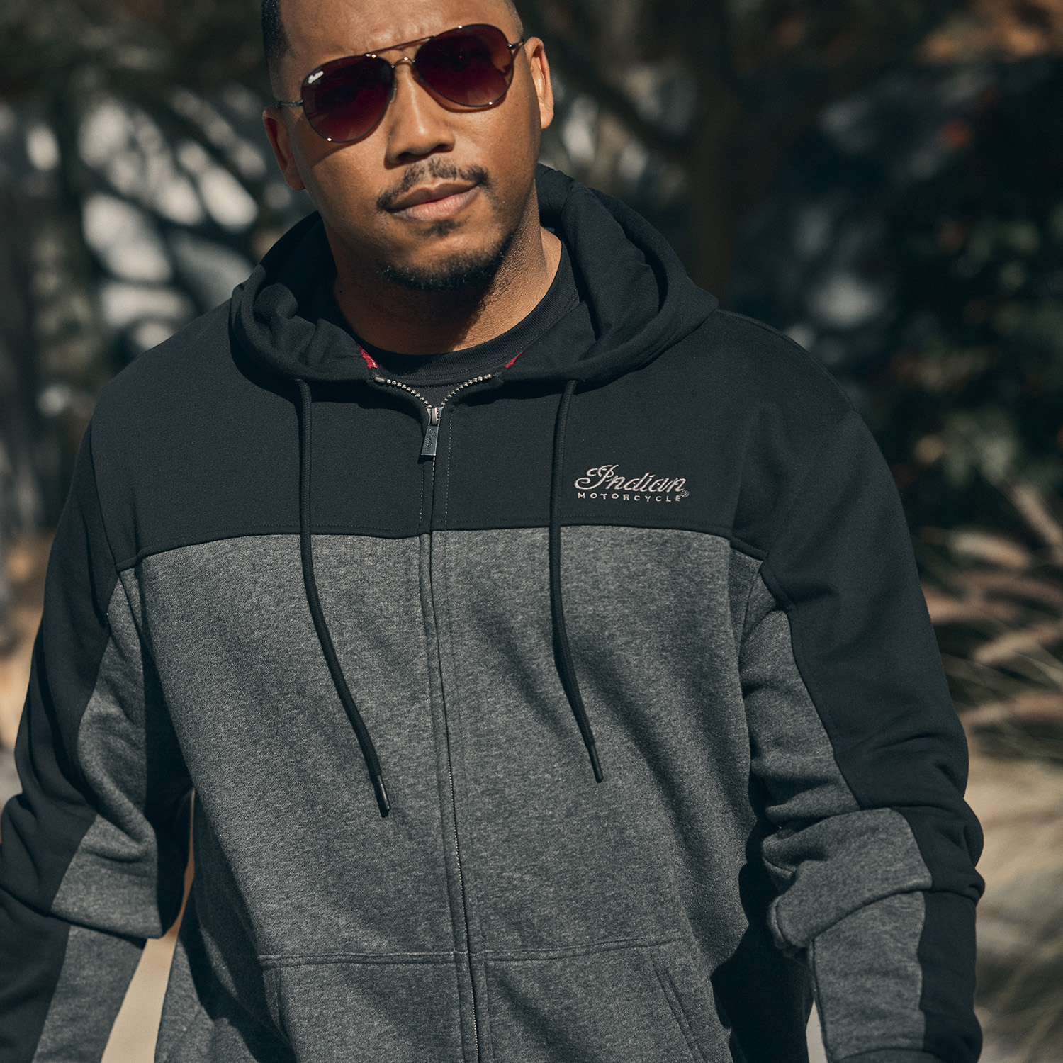 Men's Colorblock Script Hoodie, Gray | Indian Motorcycle