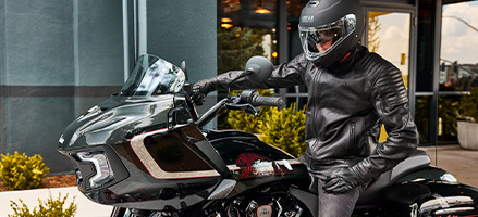 Man riding his Elite luxury motorcycle. 