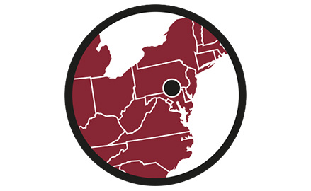 York, PA location pin for Mid-Atlantic Women's Motorcycle Rally.