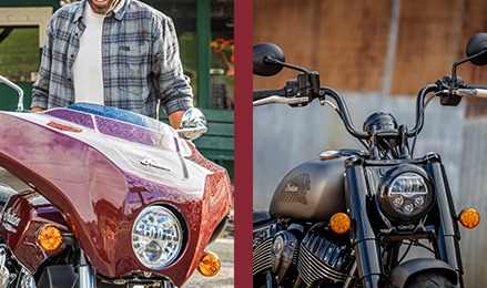 Two pictures of Indian Motorcyle vehicles.