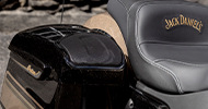 closeup of the speaker on the bike´s side bag