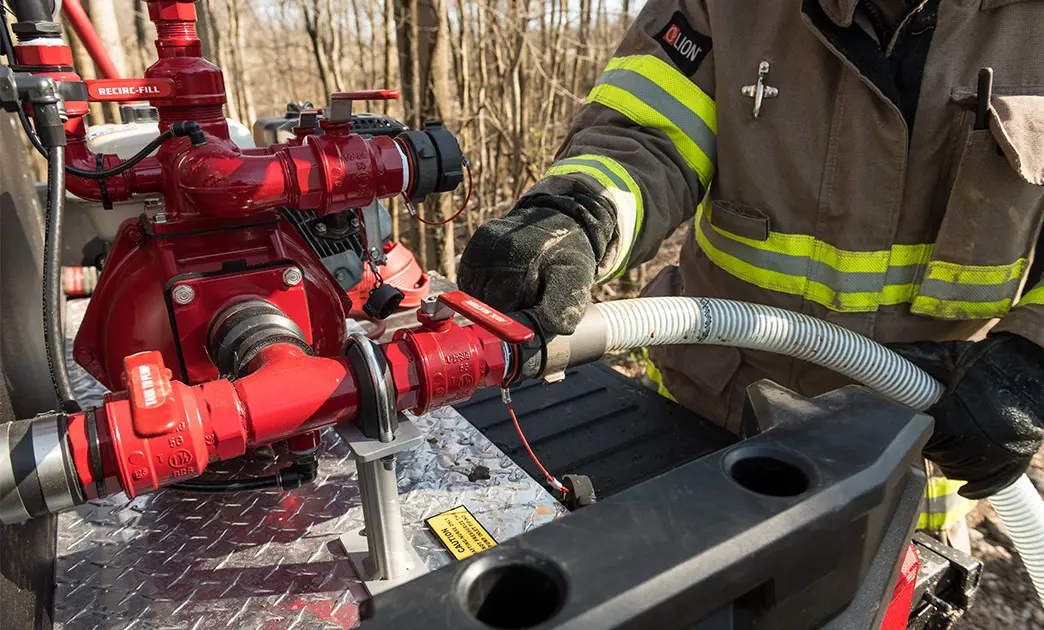 water pump on a polaris ranger with fire & rescue package installed