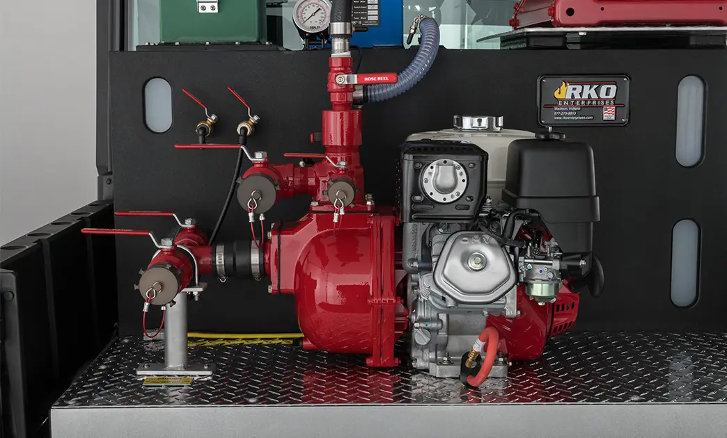 water pump on a polaris ranger with fire & rescue package installed
