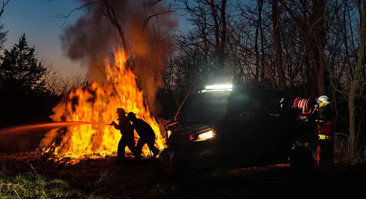fire crew using polaris ranger fire & rescue kit