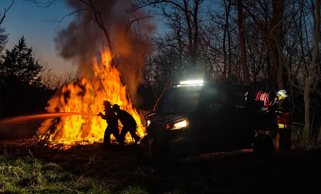 fire crew using polaris ranger fire & rescue kit
