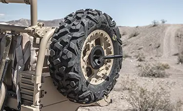 spare tire accessory on the mrzr diesel tactical vehicle