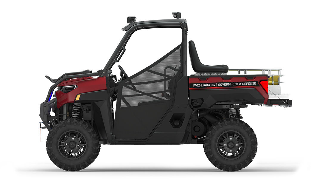 Side view of a polaris ranger xp 1000 eps utv with the basic rescue package installed
